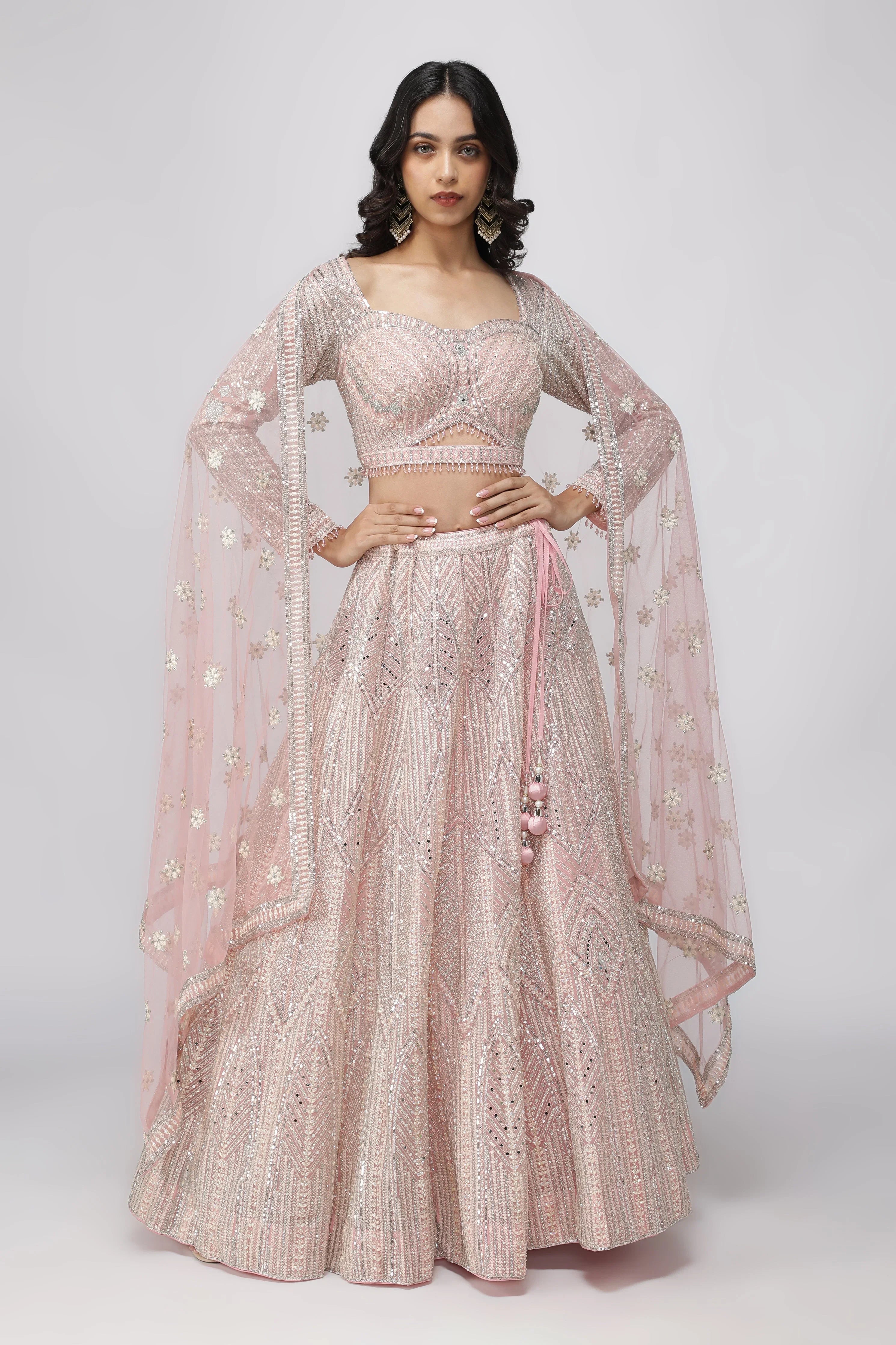 Pastel Lehengas for Night Weddings: Styling with Lights & Jewelry - Mokshaa