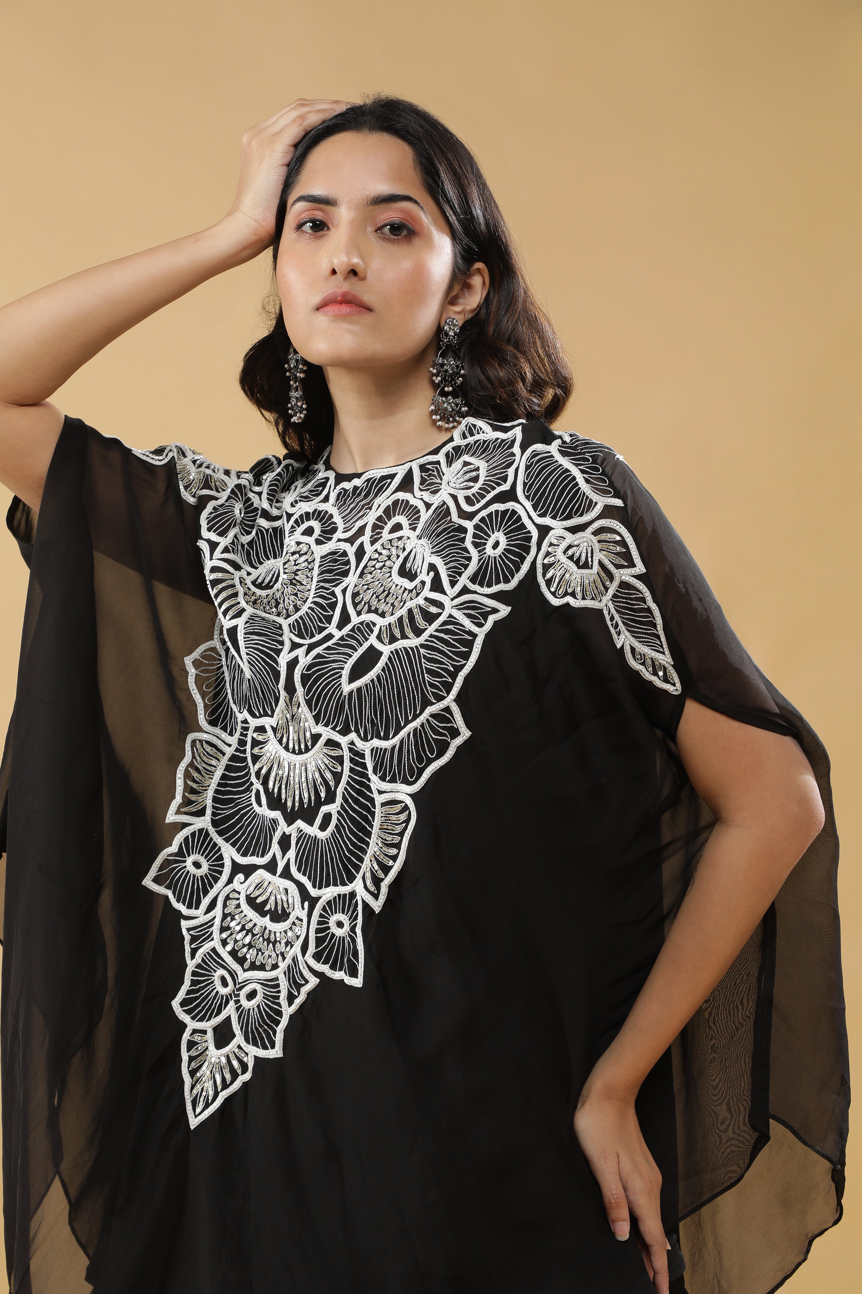 Black Organza Cape Set