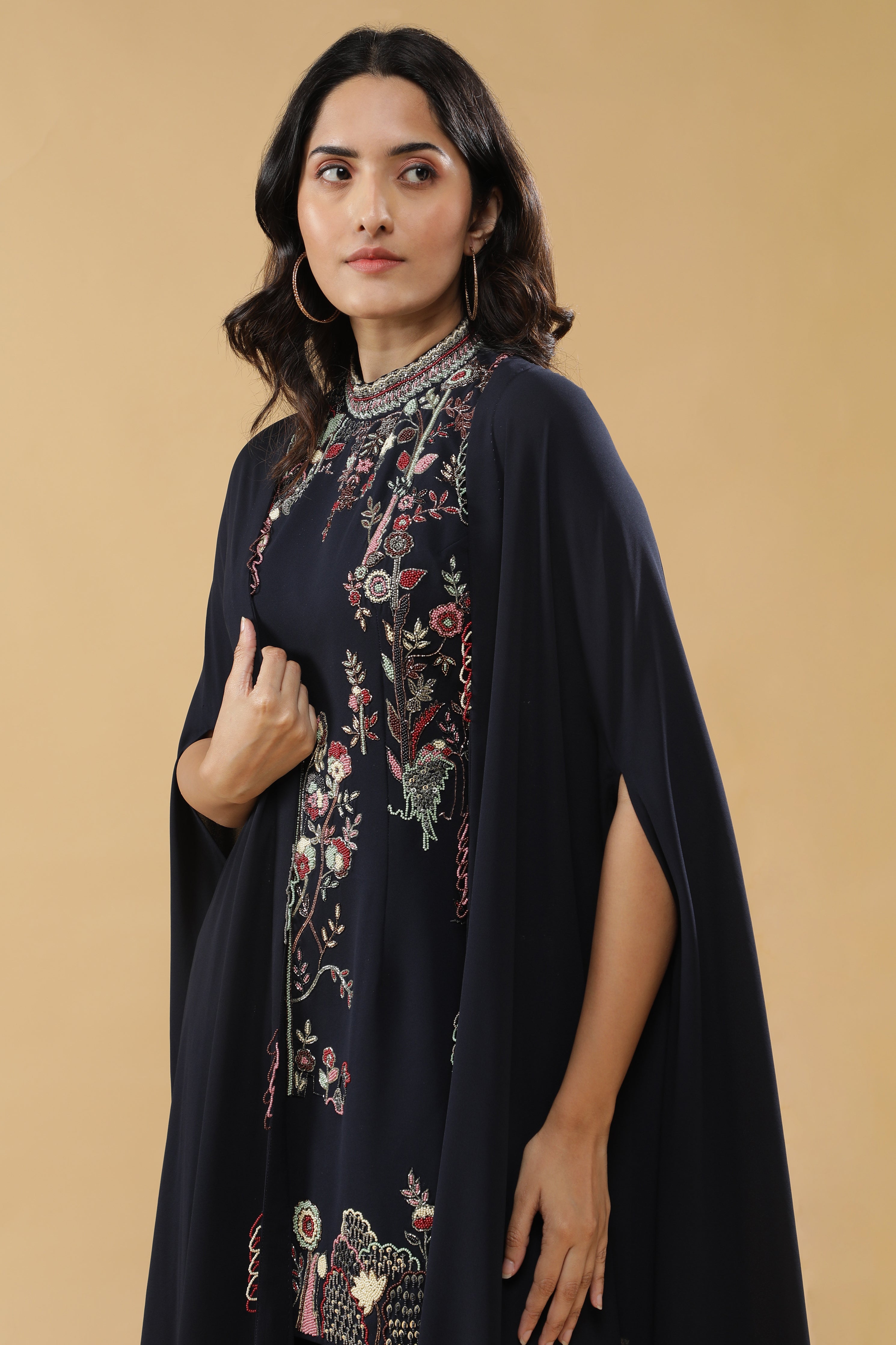 Navy Blue Georgette Sharara Set