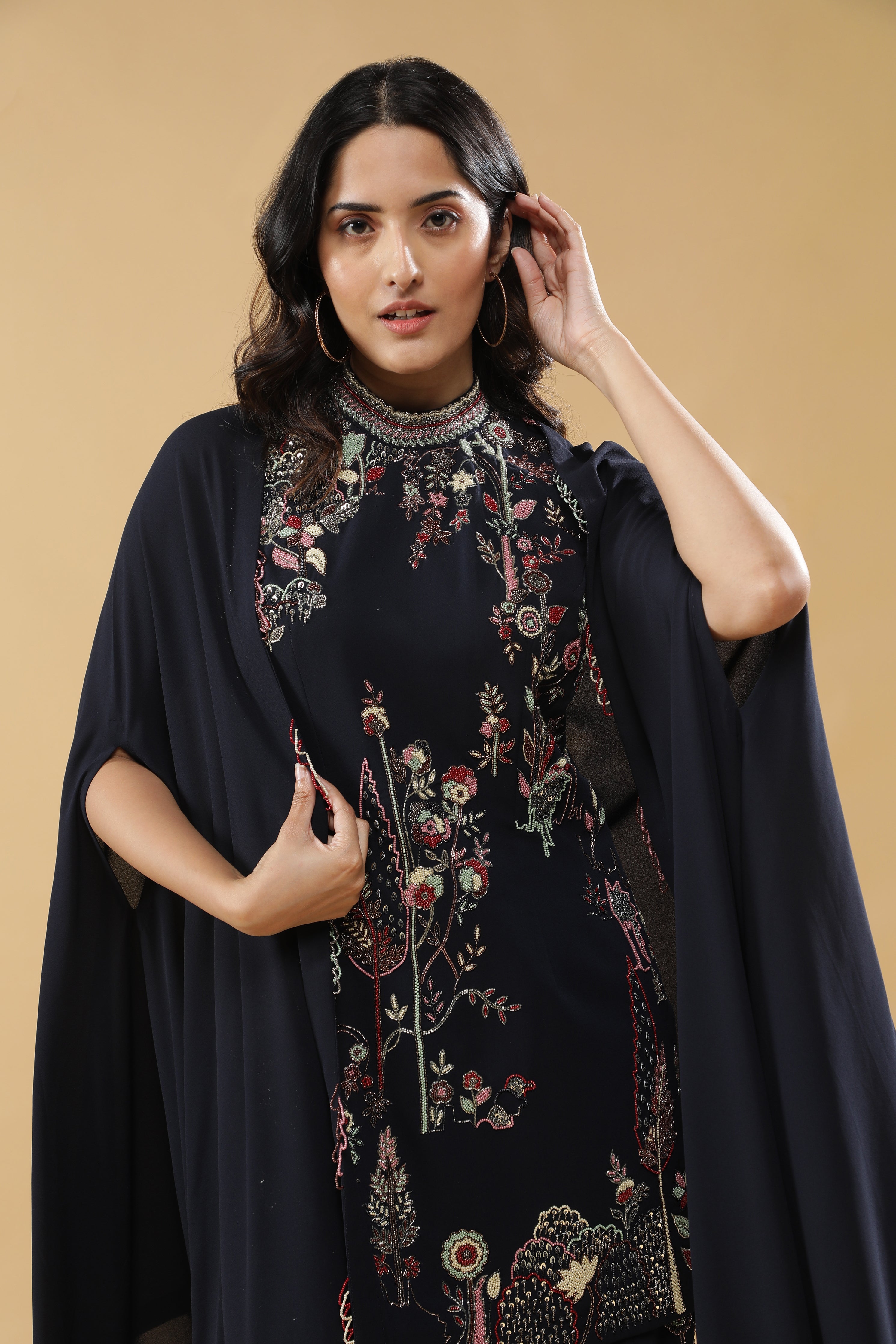 Navy Blue Georgette Sharara Set