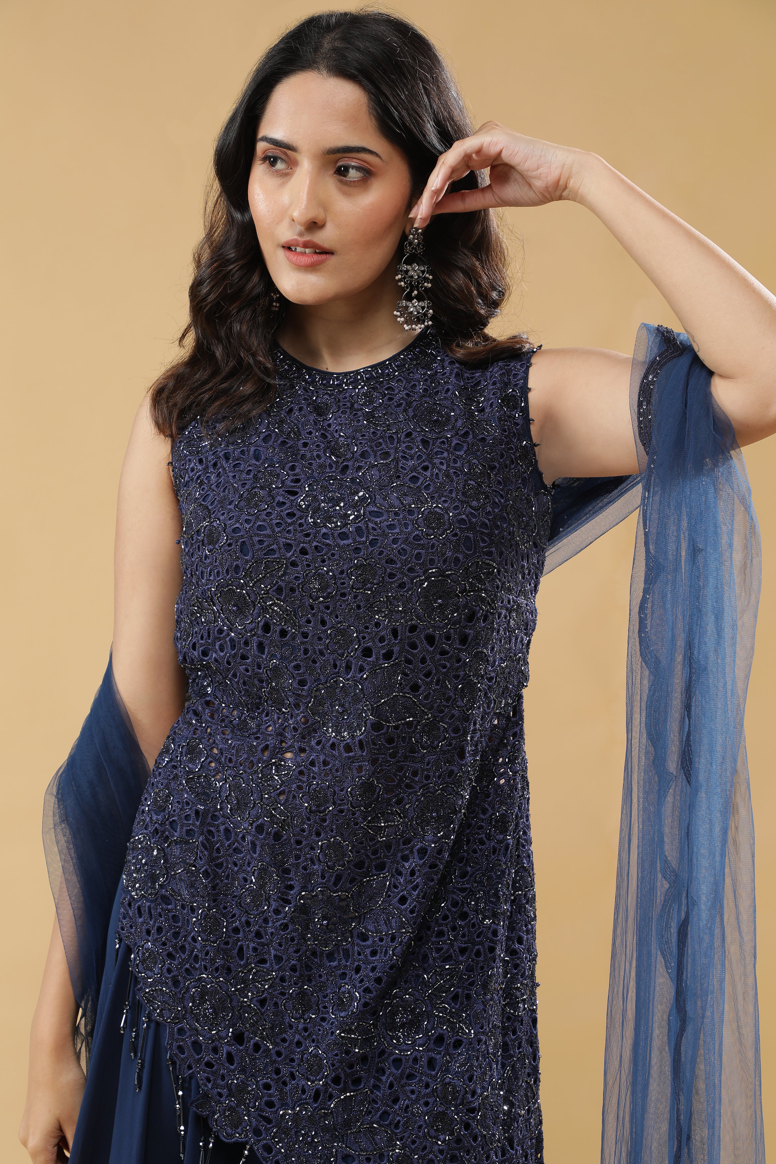 Blue Georgette Palazzo Set