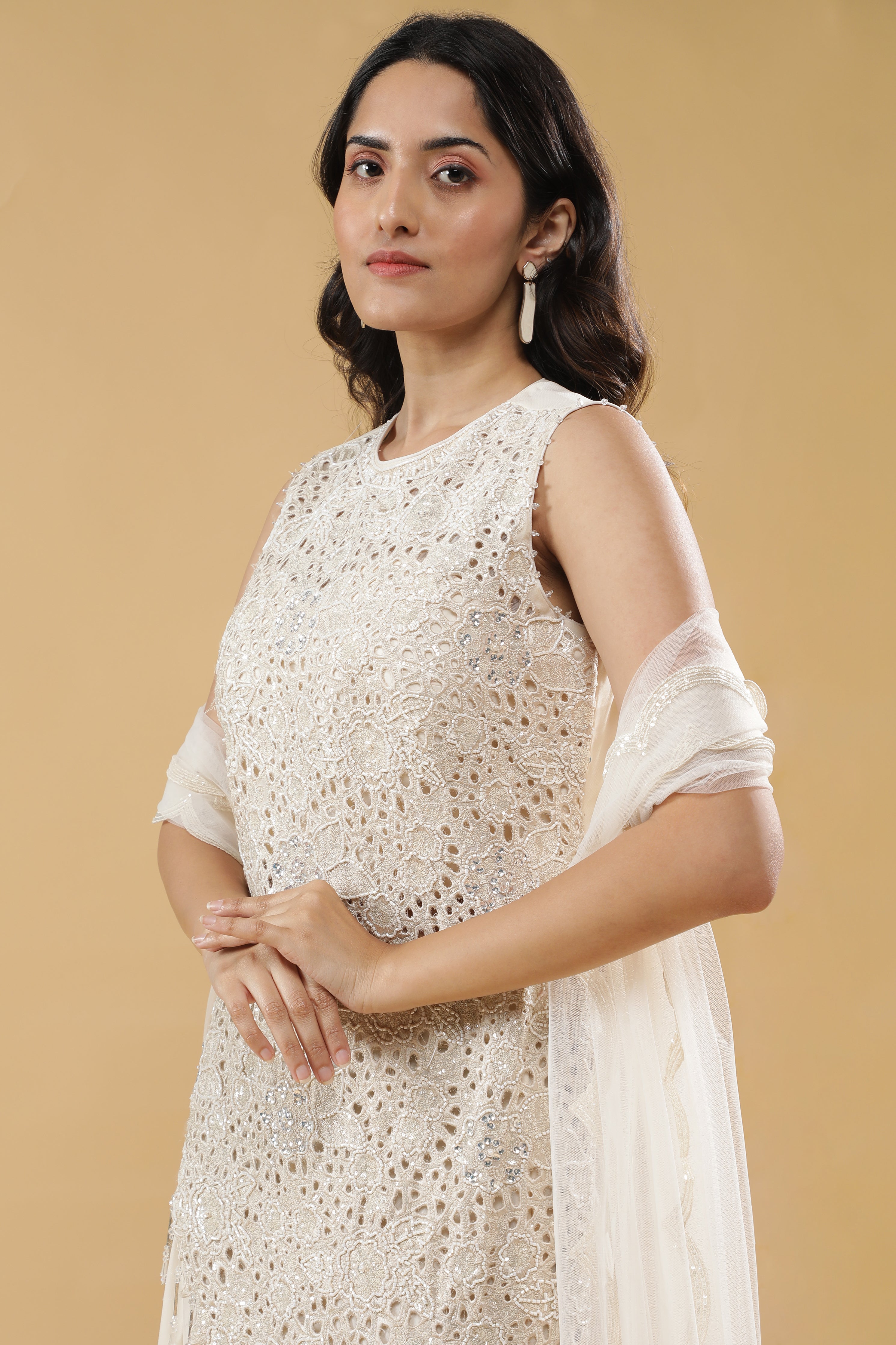 Cream Georgette Palazzo Set