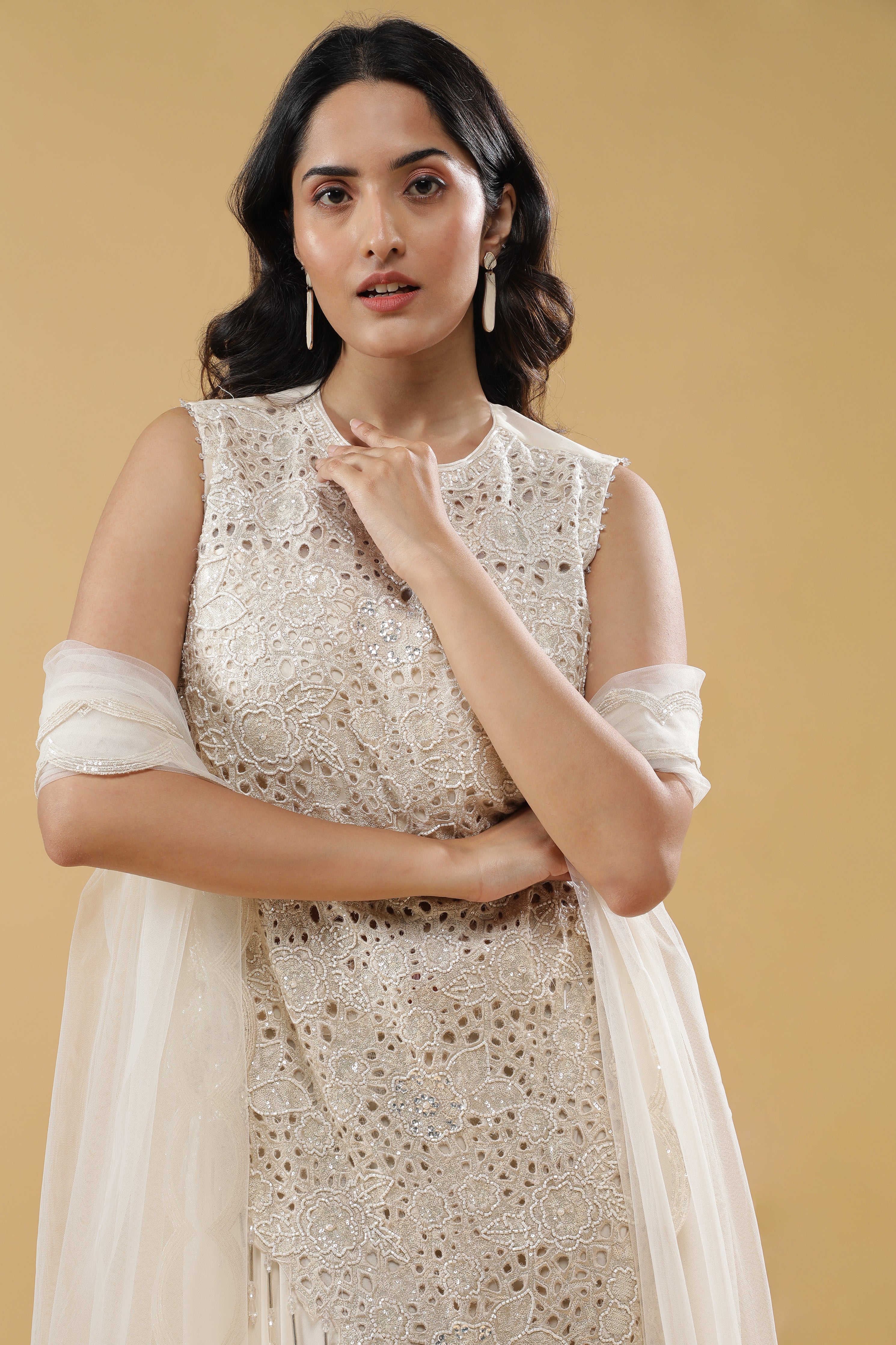 Cream Georgette Palazzo Set