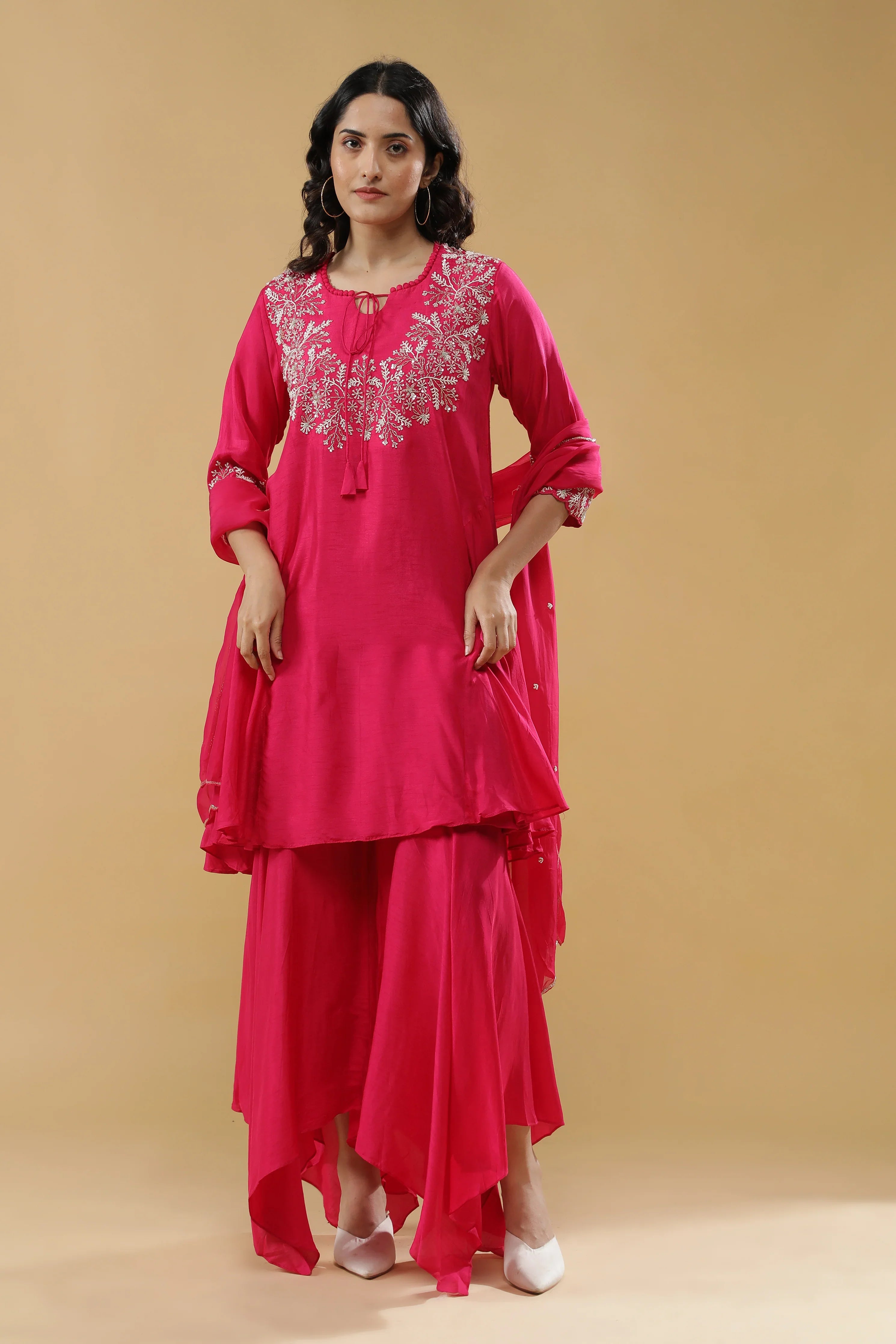 Pink Embroidered Kurta Set | Mokshaa