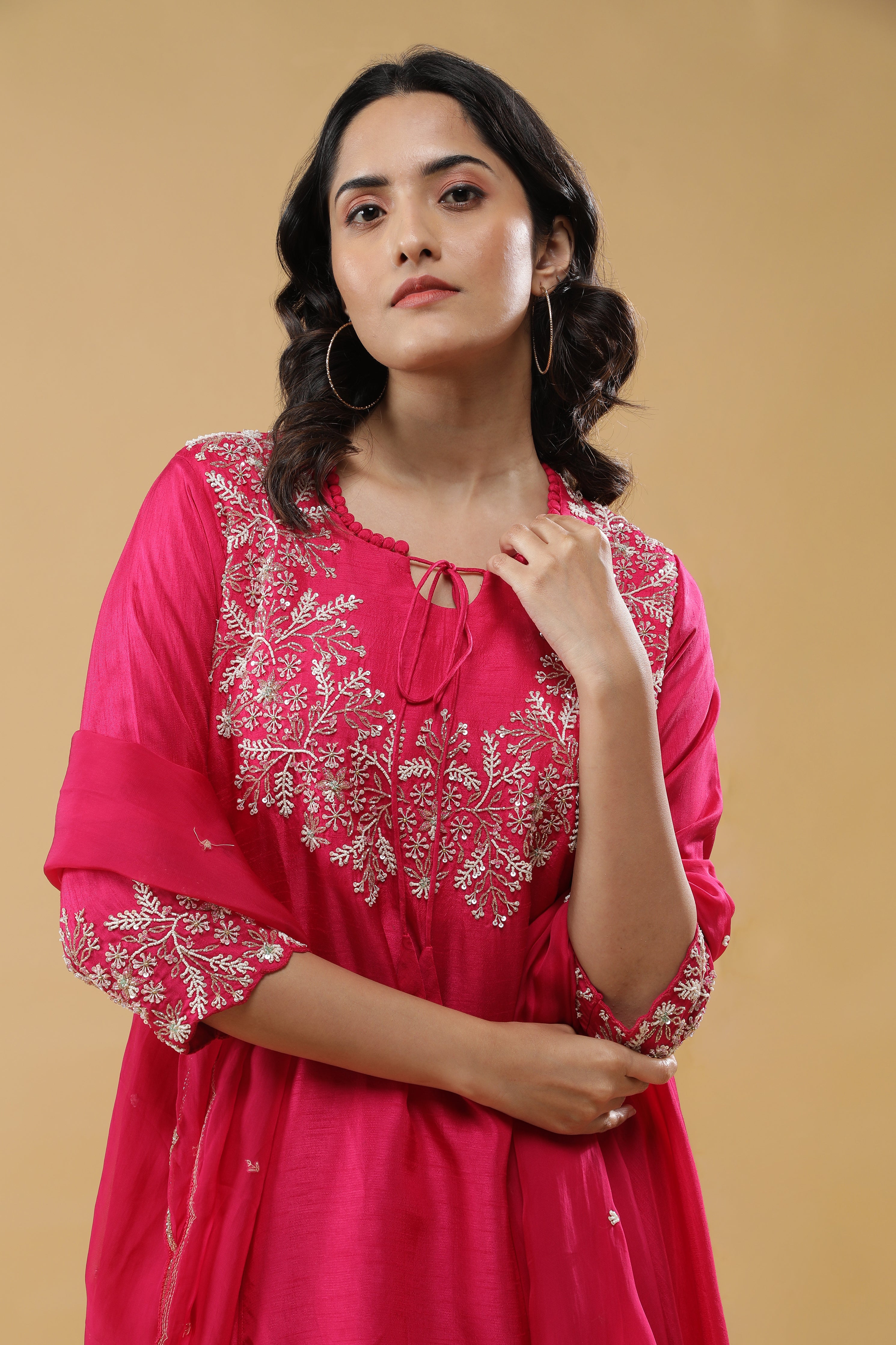 Pink Embroidered Kurta Set