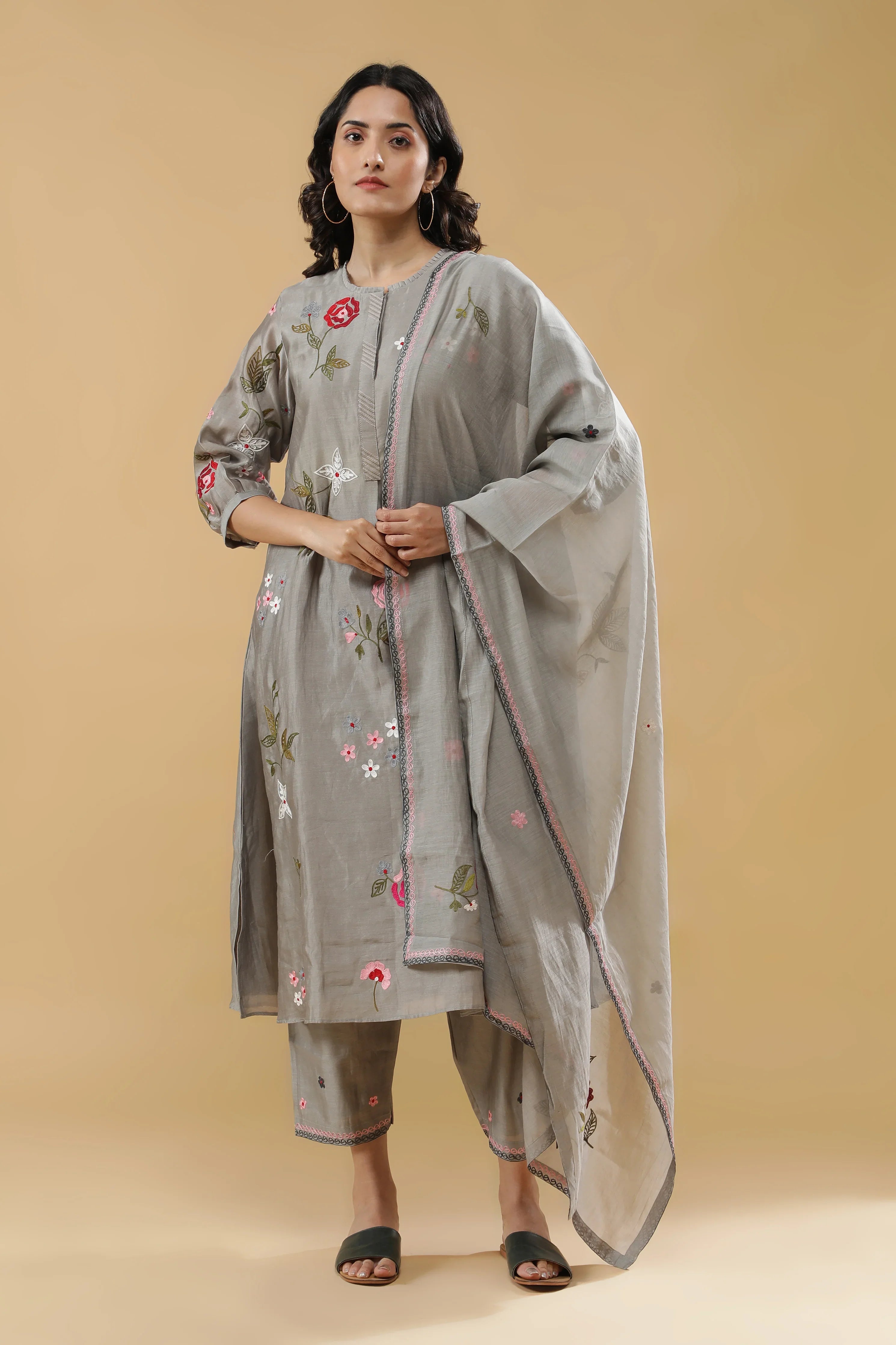 Subtle Grey Salwar Set | Mokshaa