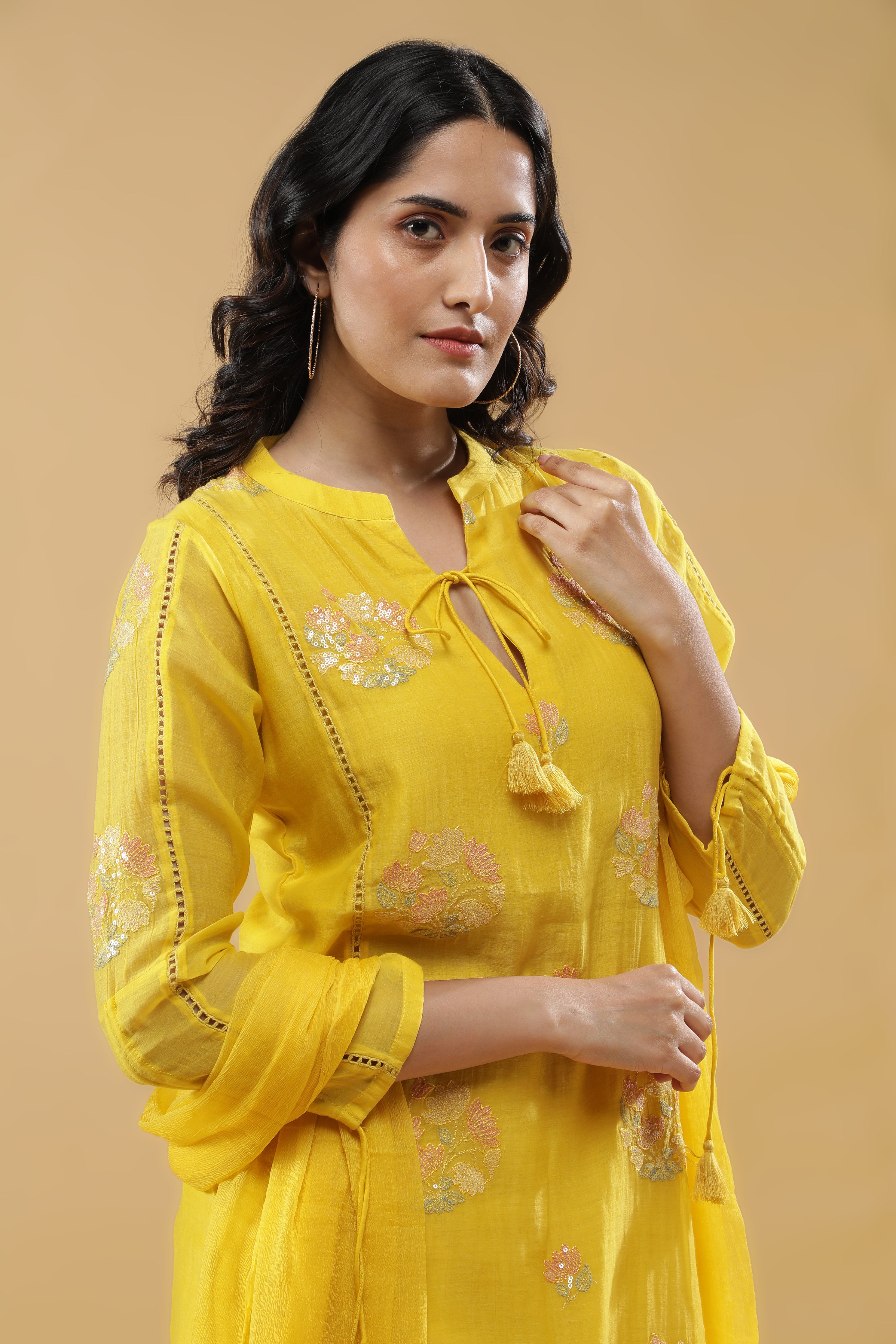 Yellow Mul Cotton Kurta Set