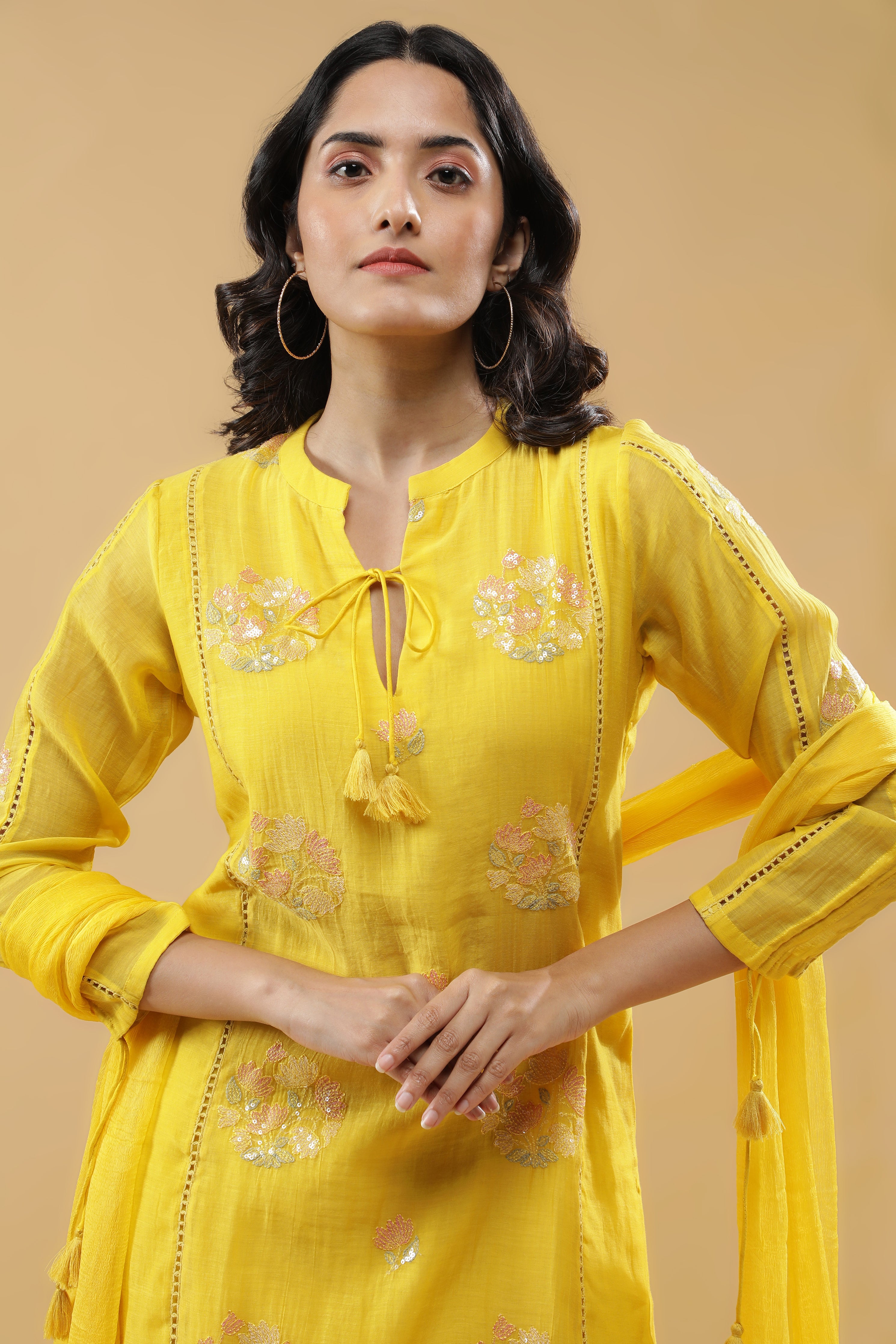 Yellow Mul Cotton Kurta Set