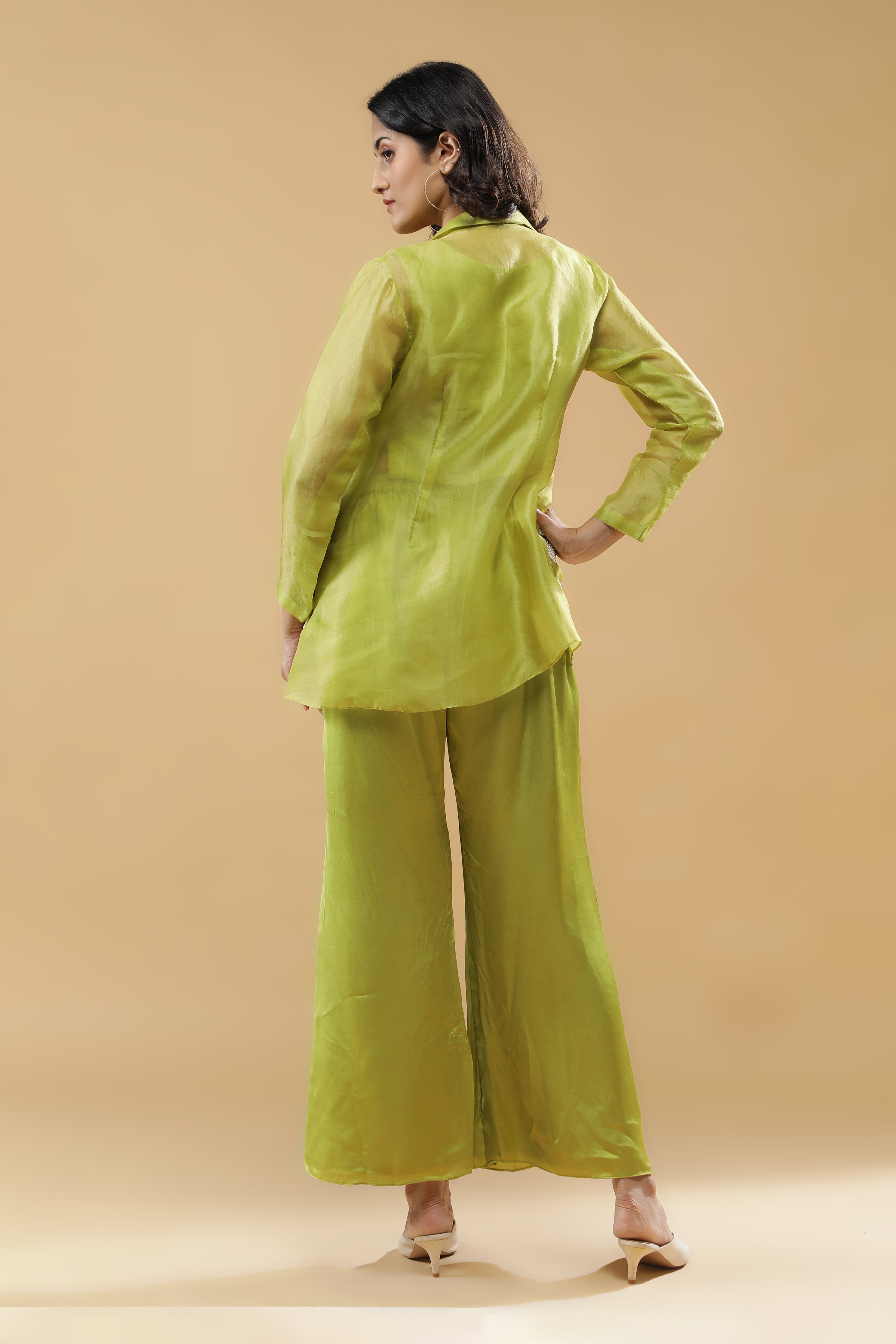 Green Organza Jacket Set