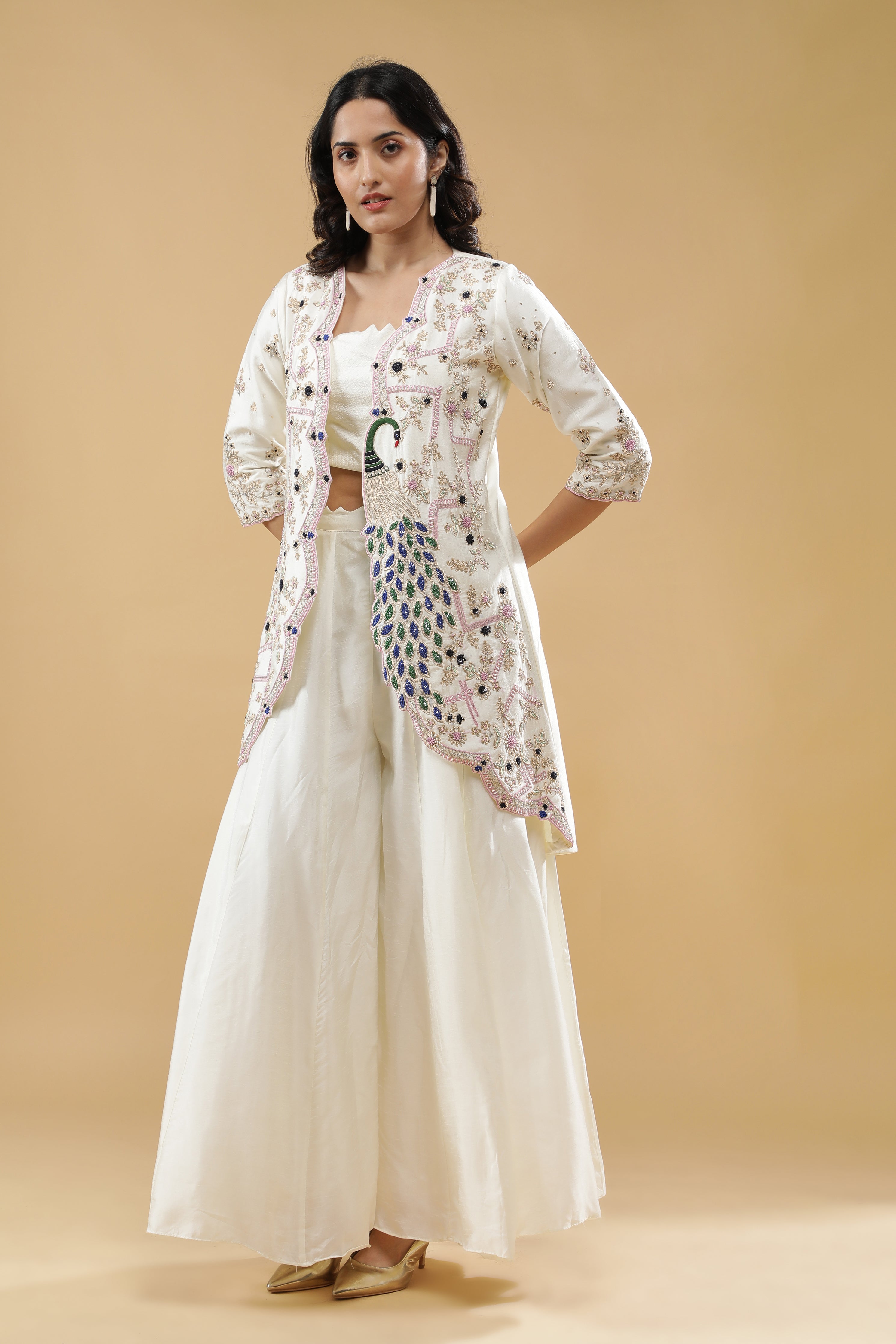 Ivory Embroidered Jacket Set