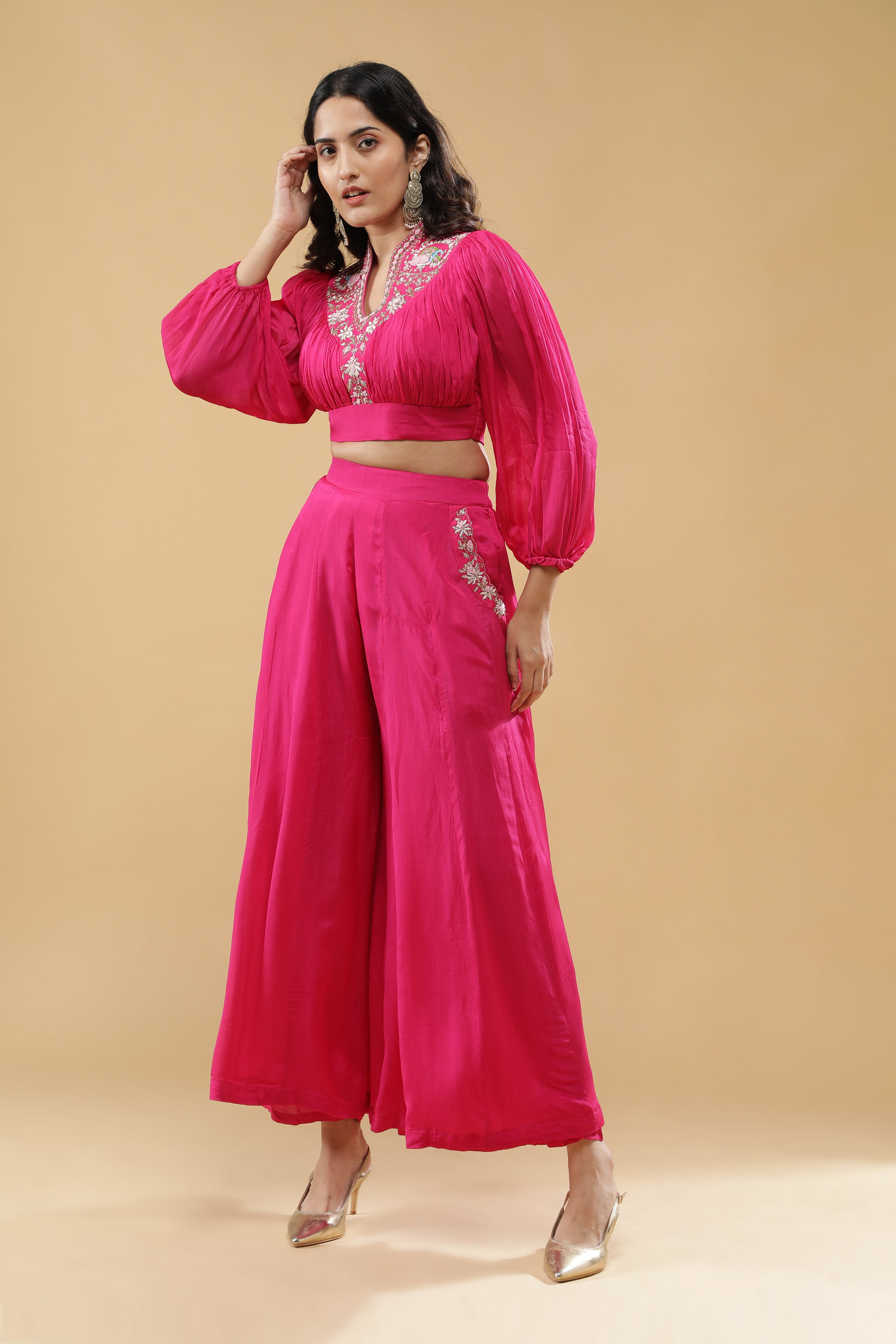 Pink Embroidered Co-ord Set