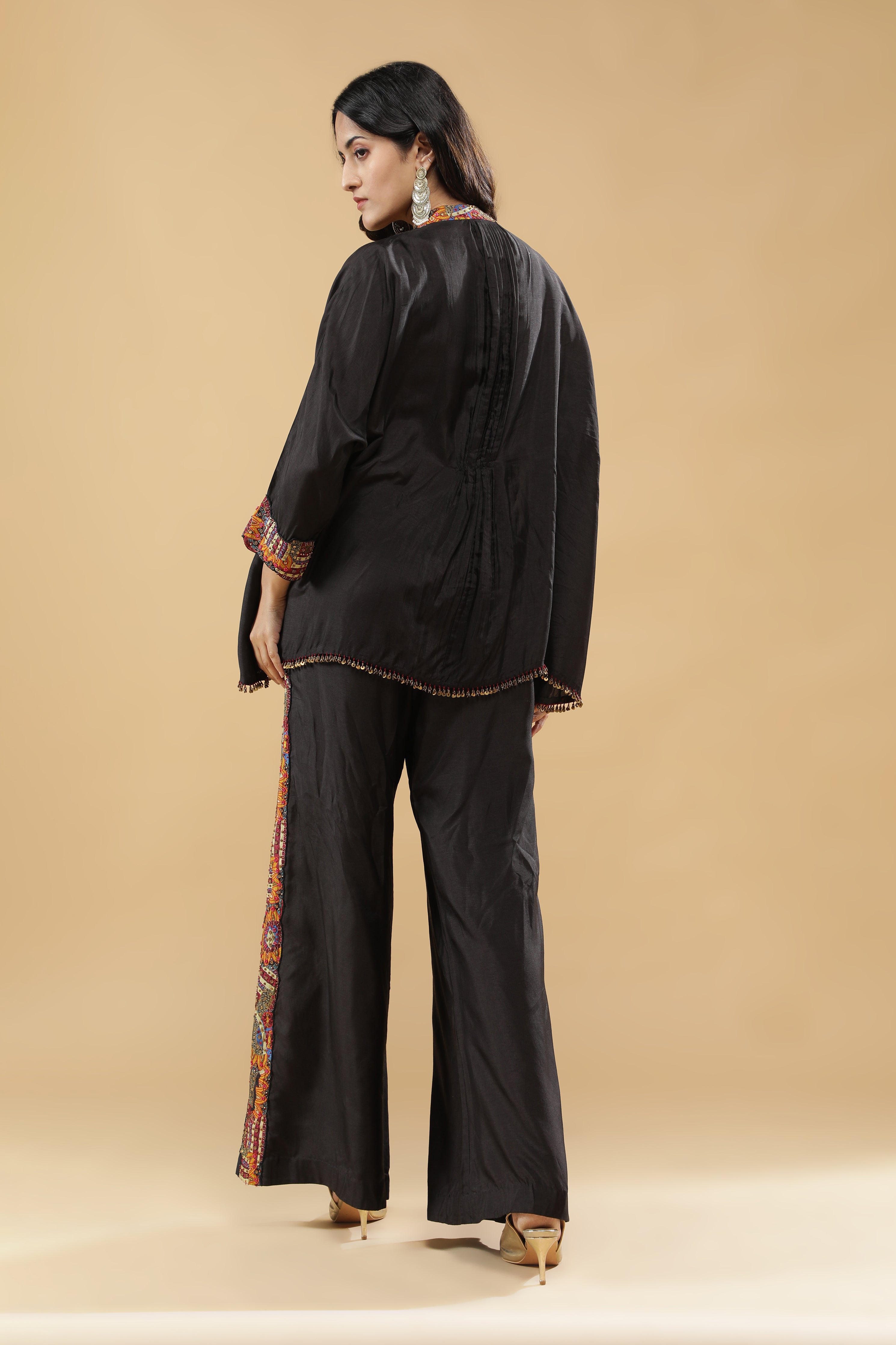 Black Embroidered Silk Co-Ord Set