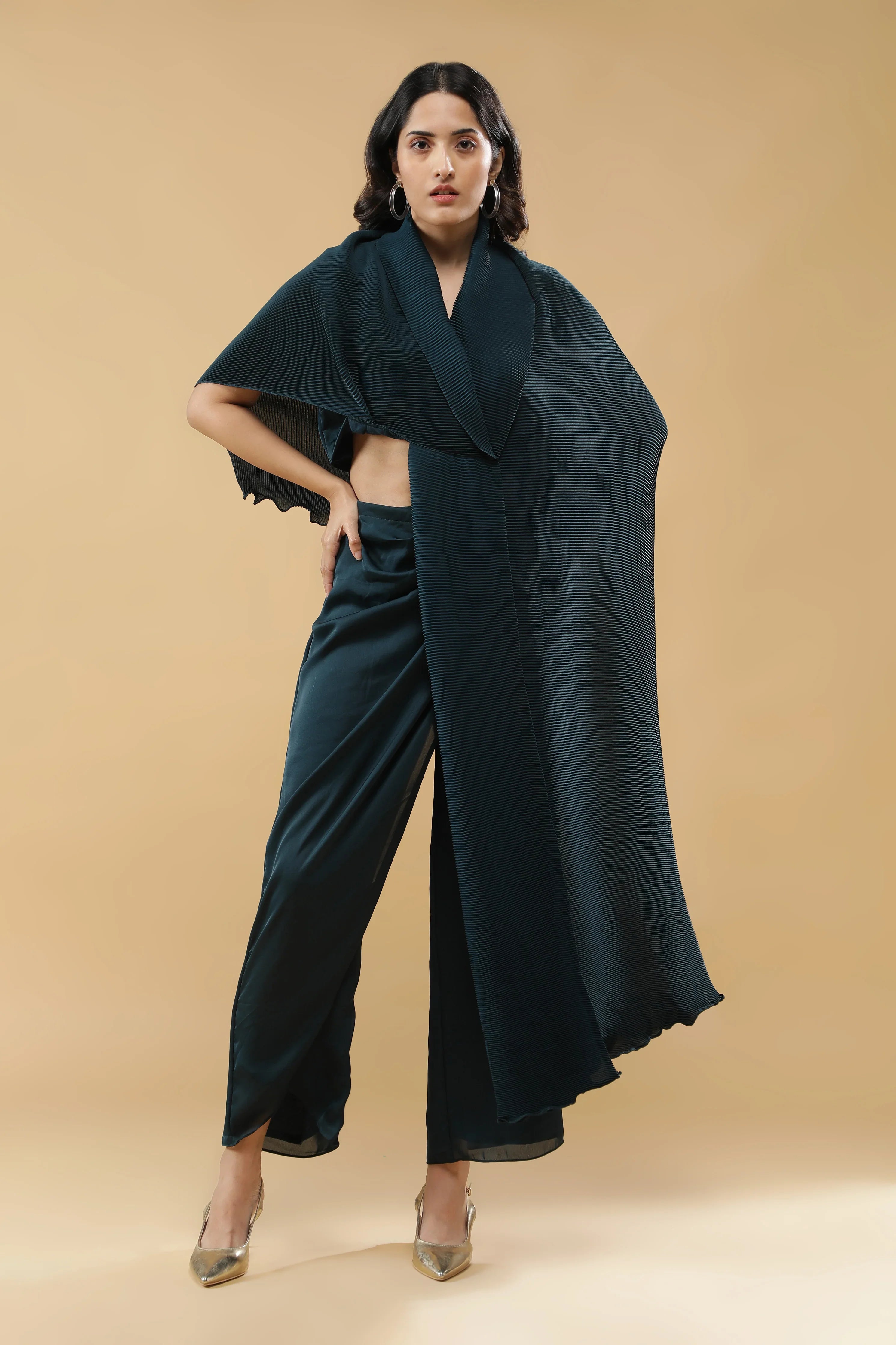 Deep Teal Indo-Western Set | Mokshaa