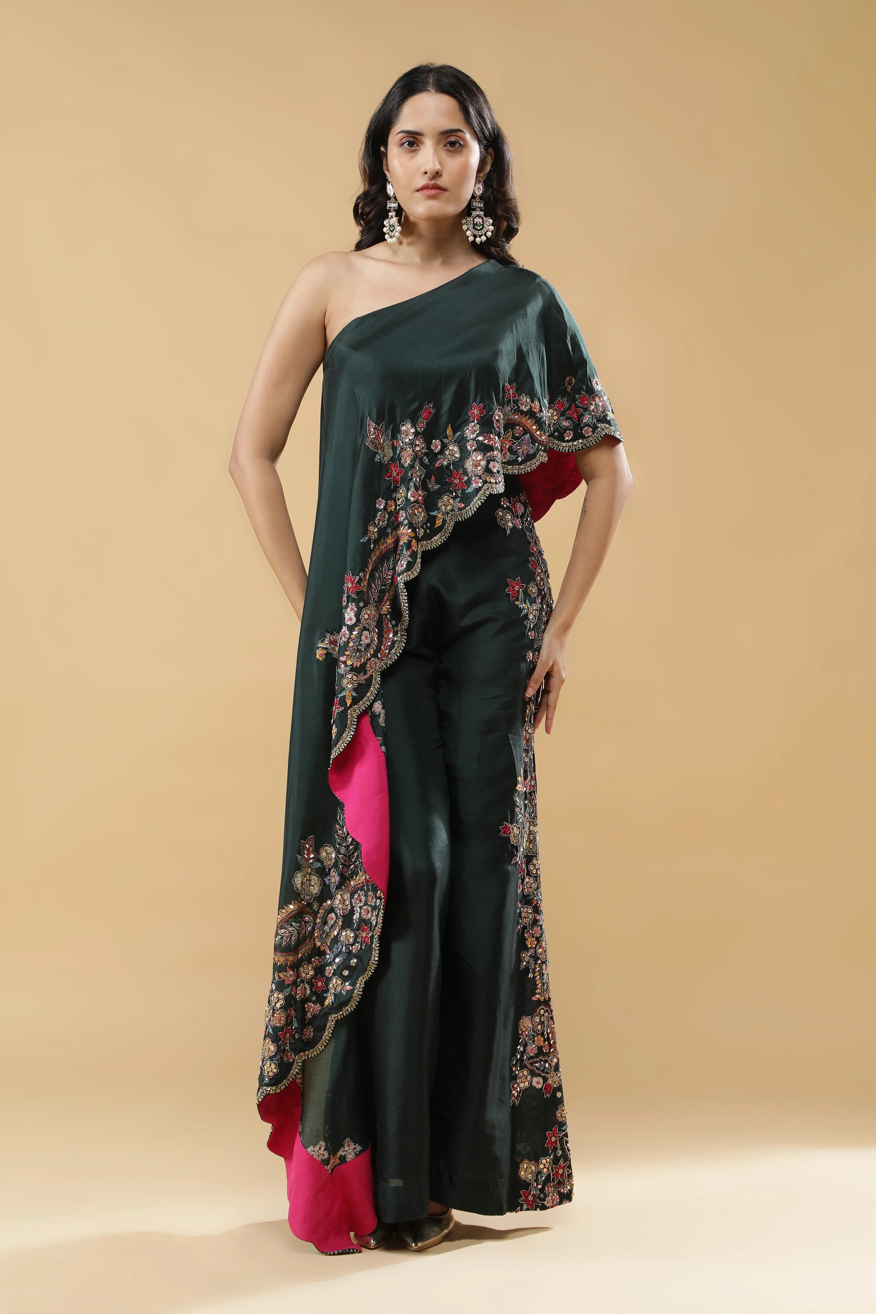 Bottle Green Indo-Western | Mokshaa