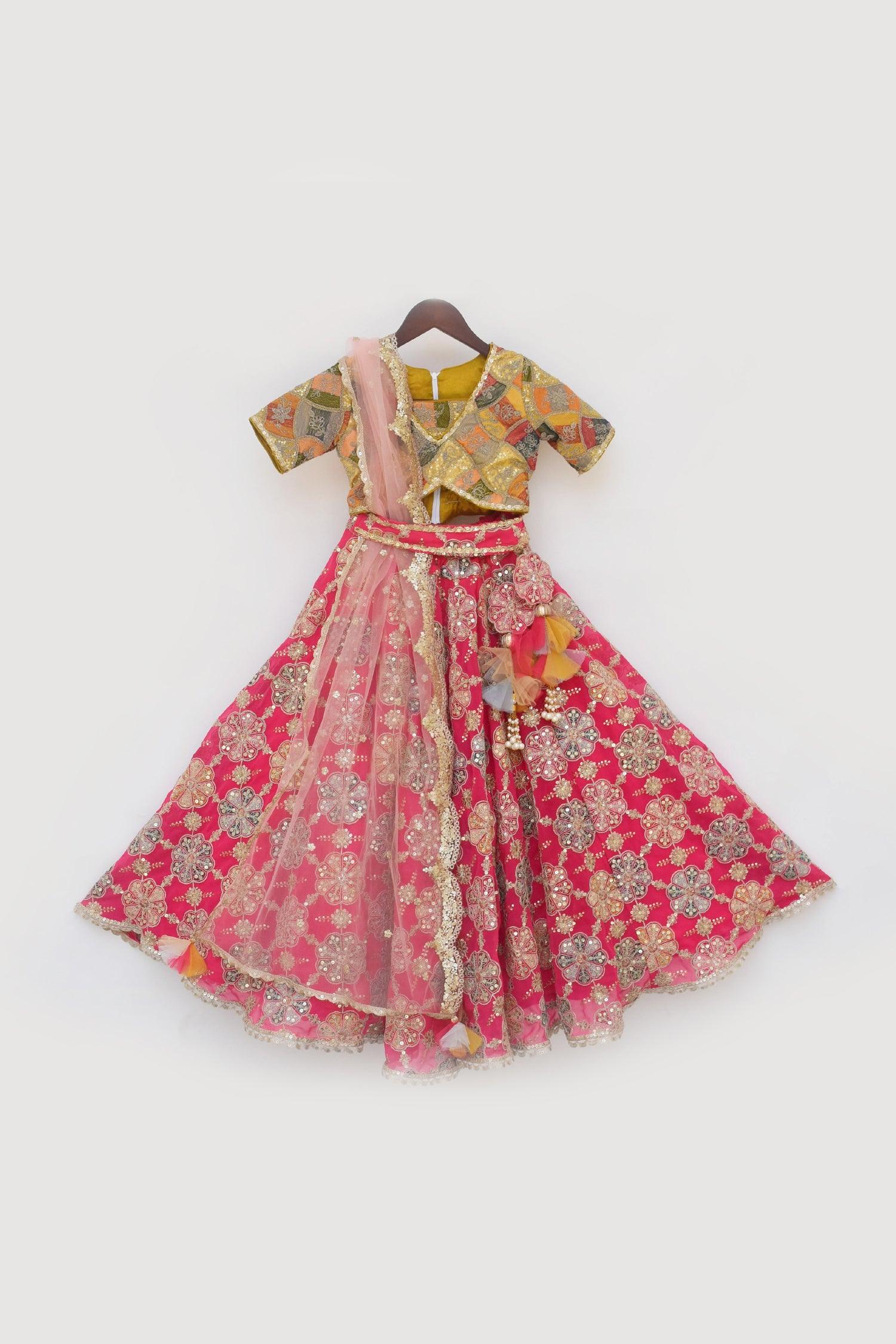 Yellow Embroidery Choli with Lehenga - Mokshaa