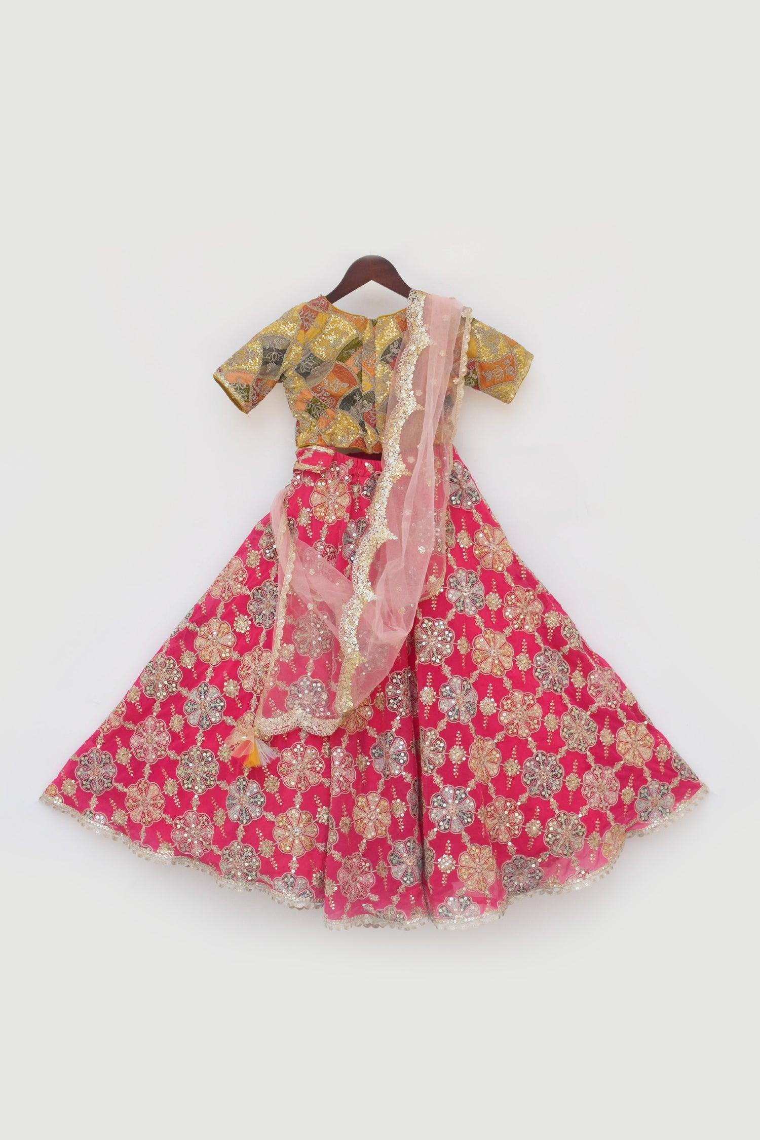 Yellow Embroidery Choli with Lehenga - Mokshaa