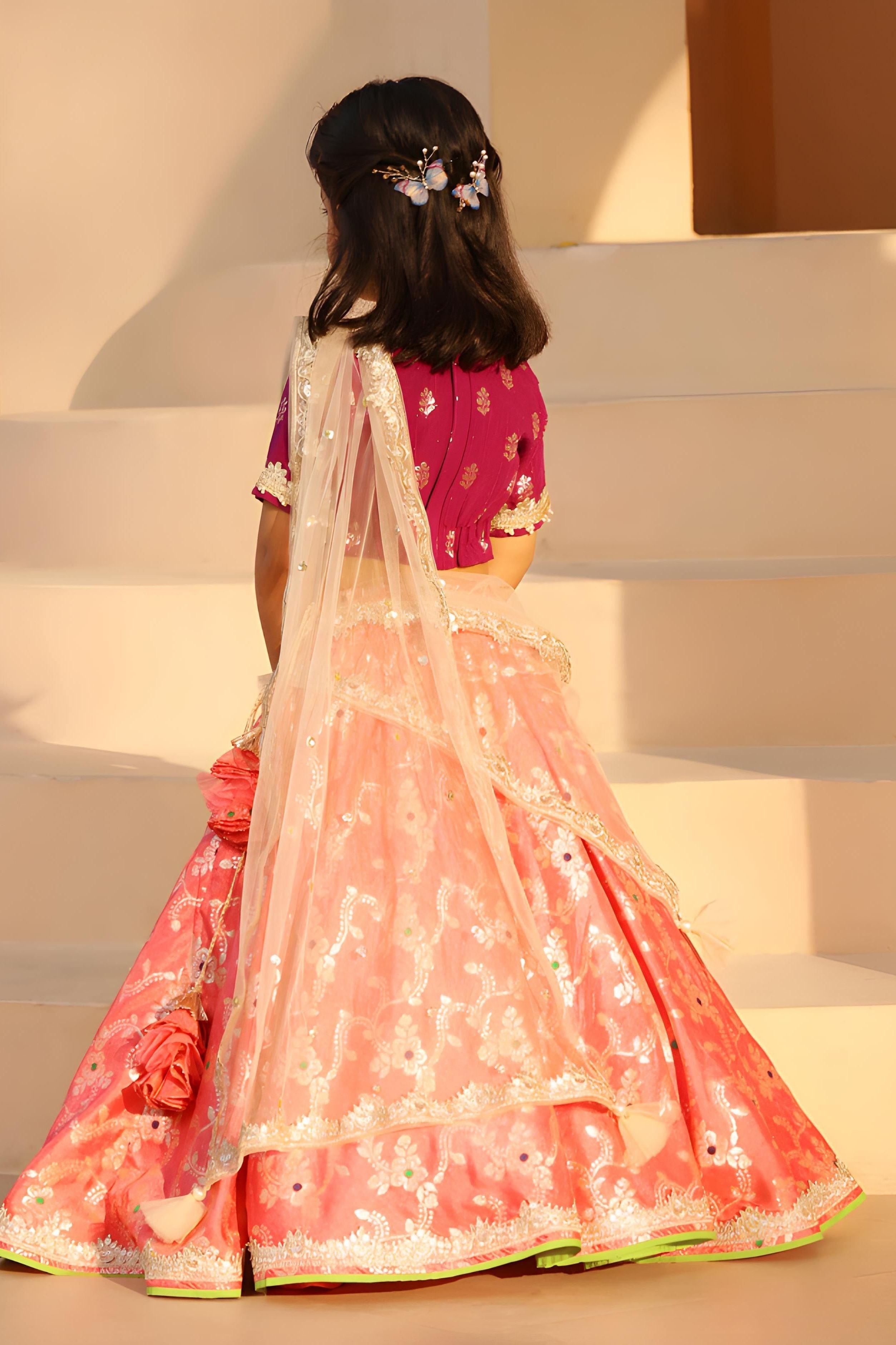 Purple Brocade Choli lehenga Set - Mokshaa