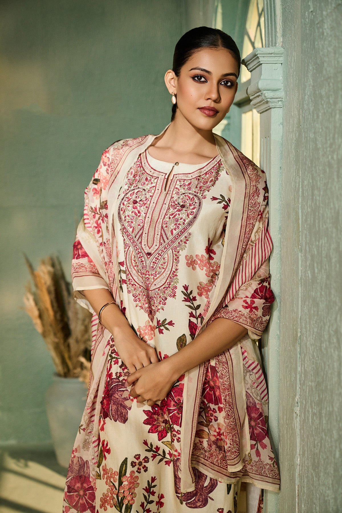 Cream Floral Salwar Set