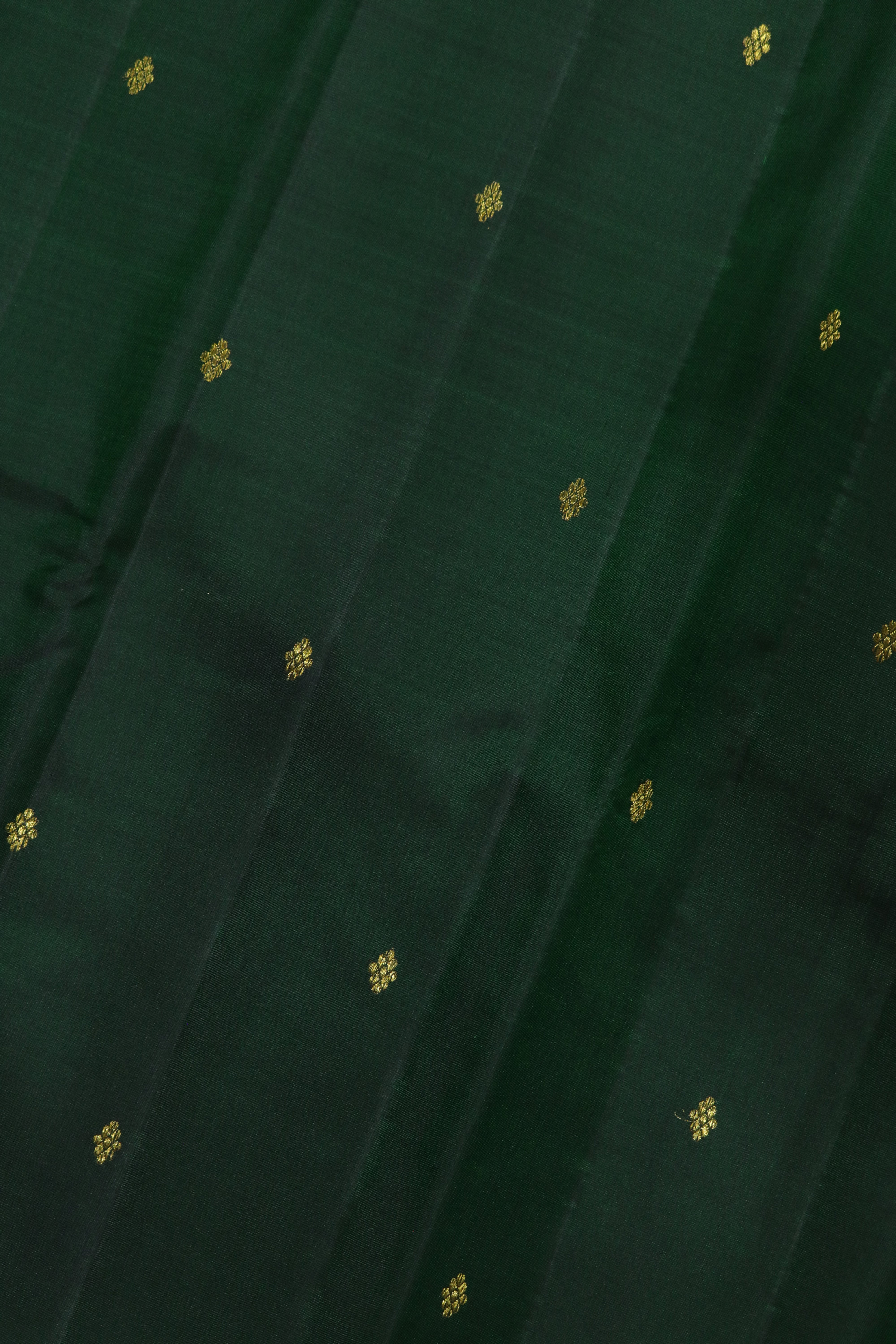 Bottle Green Kanchivaram Silk Saree with Gold Motifs and Elephant Contrast Border