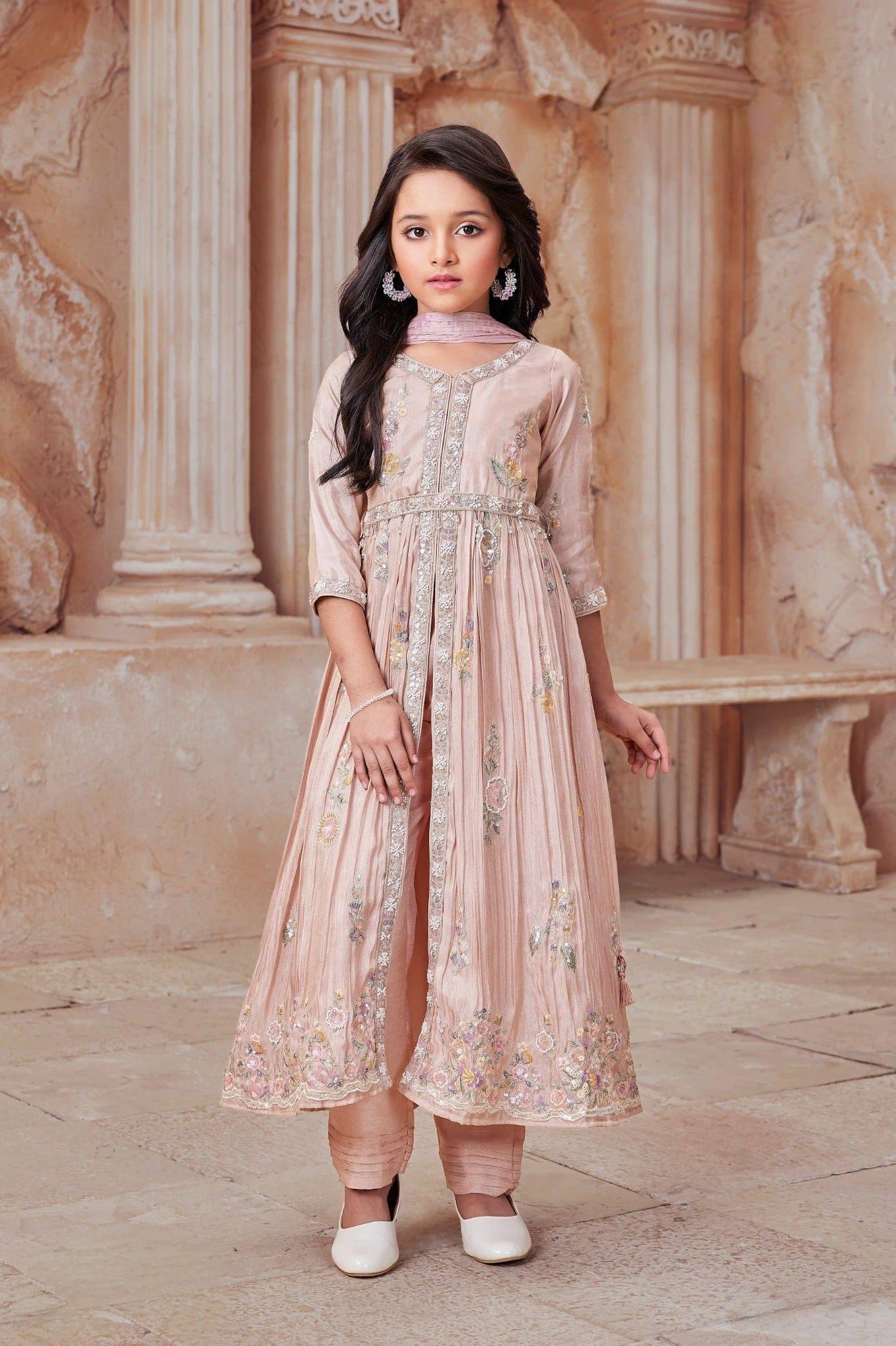 Dusty Pink Embroidered Anarkali Set Mokshaa