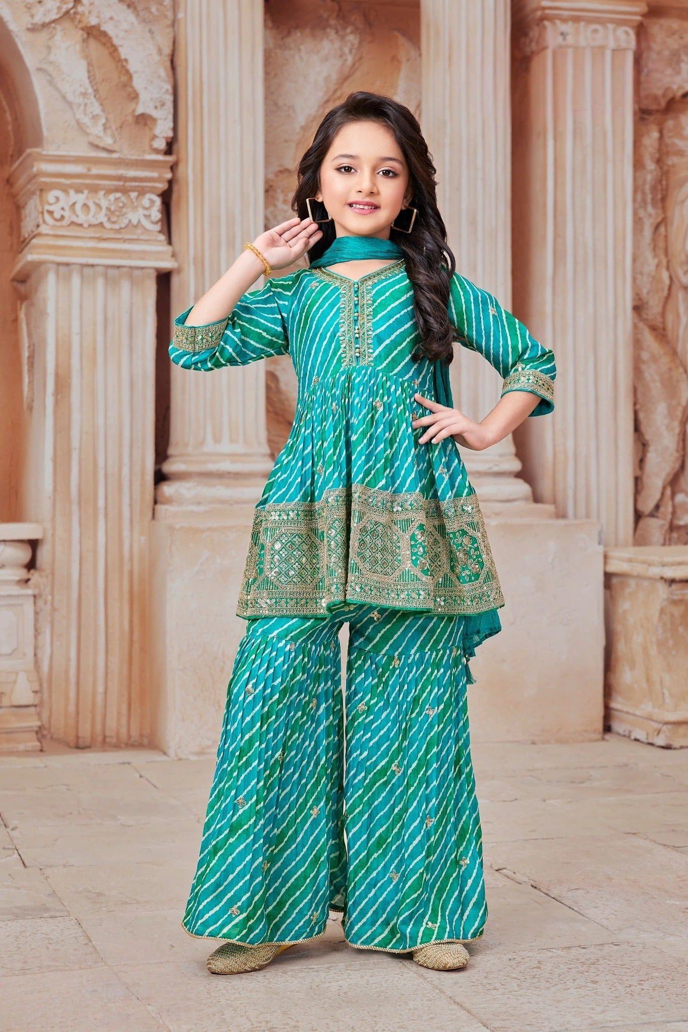 Rama Green Bandhani Sharara Set Mokshaa