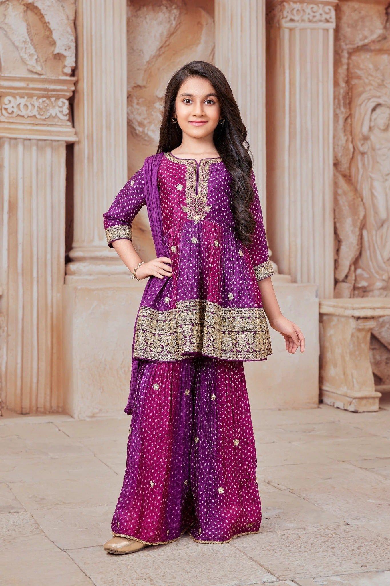 Purple Bandhani Sharara Set  Mokshaa