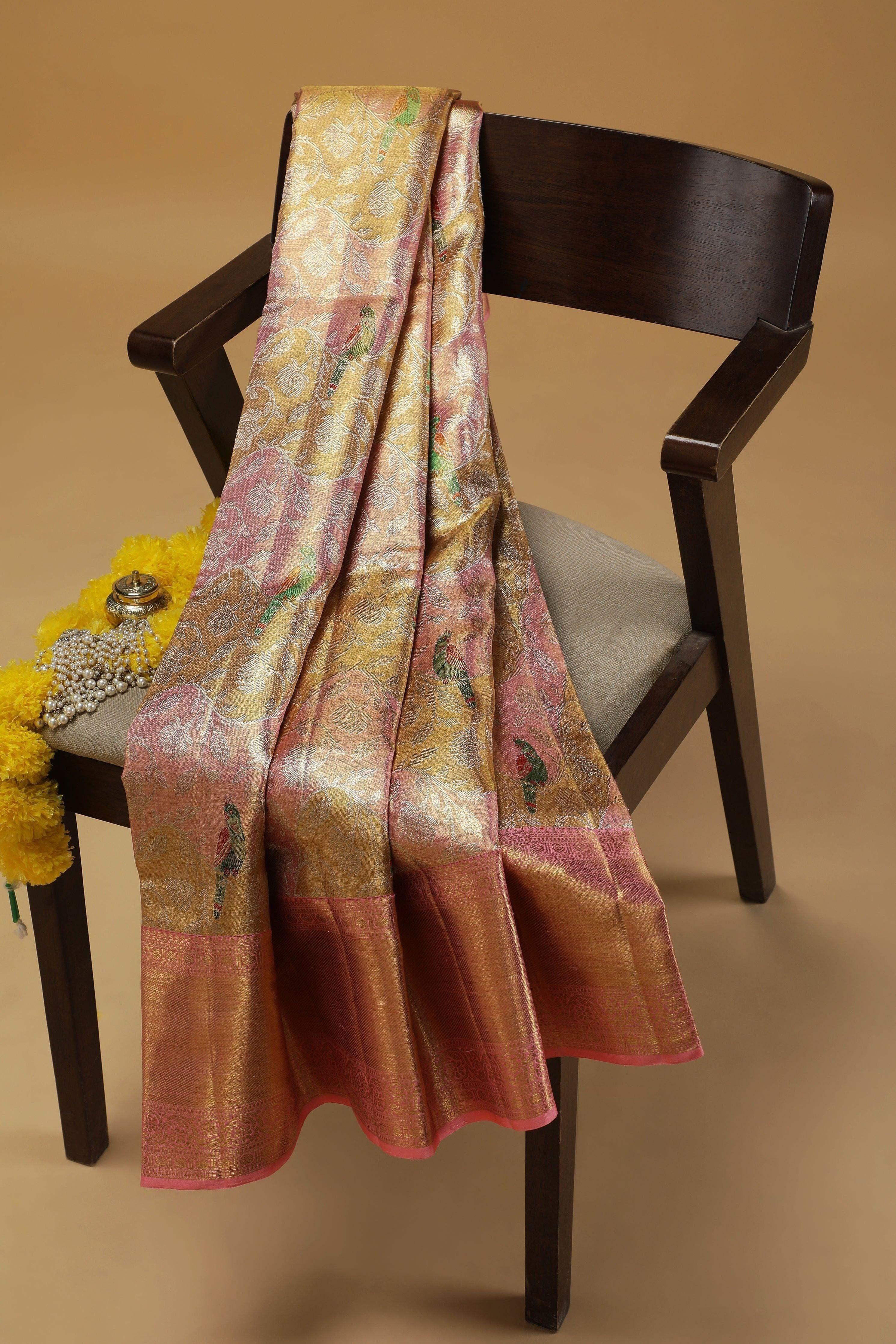 Gold Kanchipuram Tissue Silk Saree (Copy)  Mokshaa
