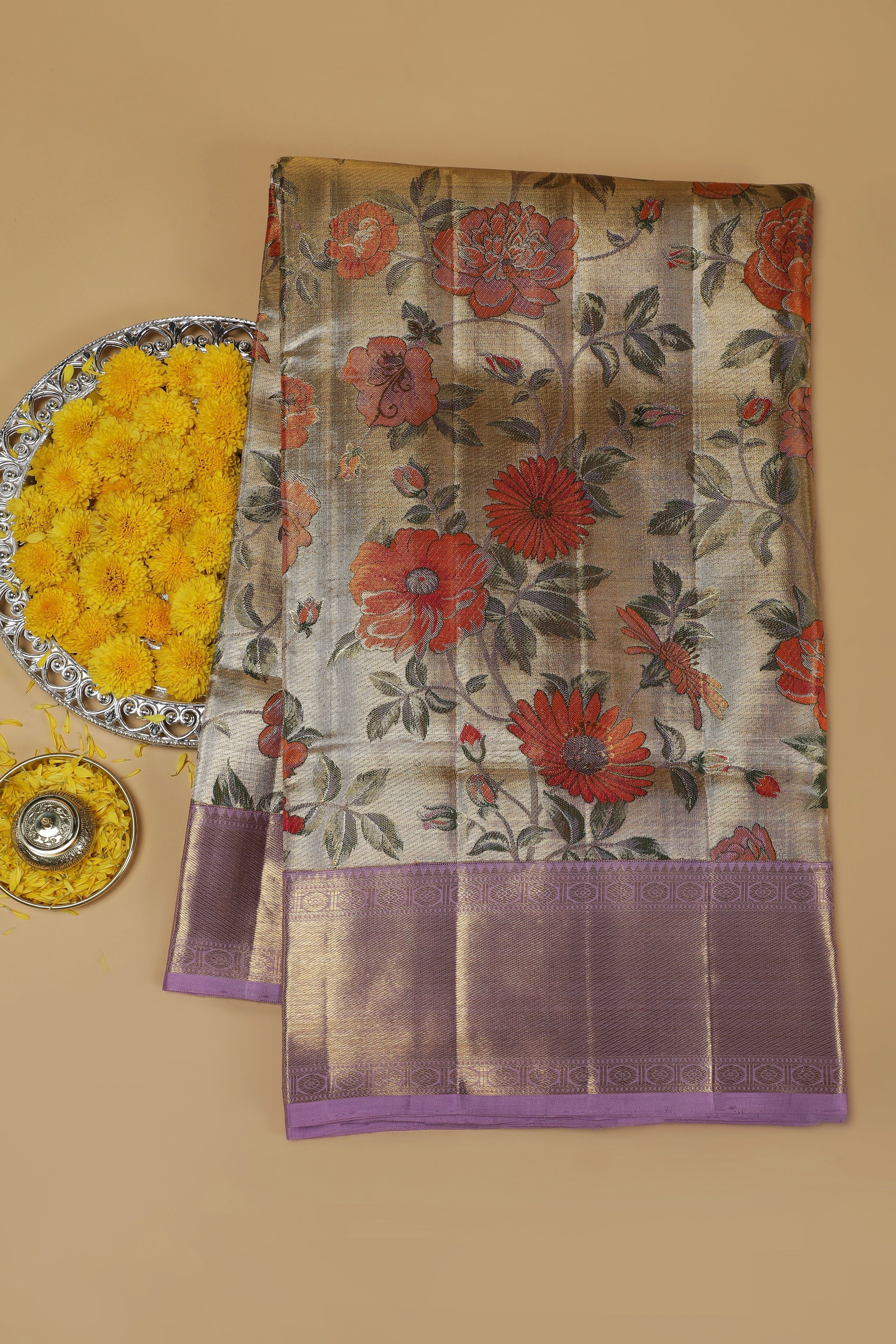Antique Gold Kanchipuram Silk Saree Mokshaa