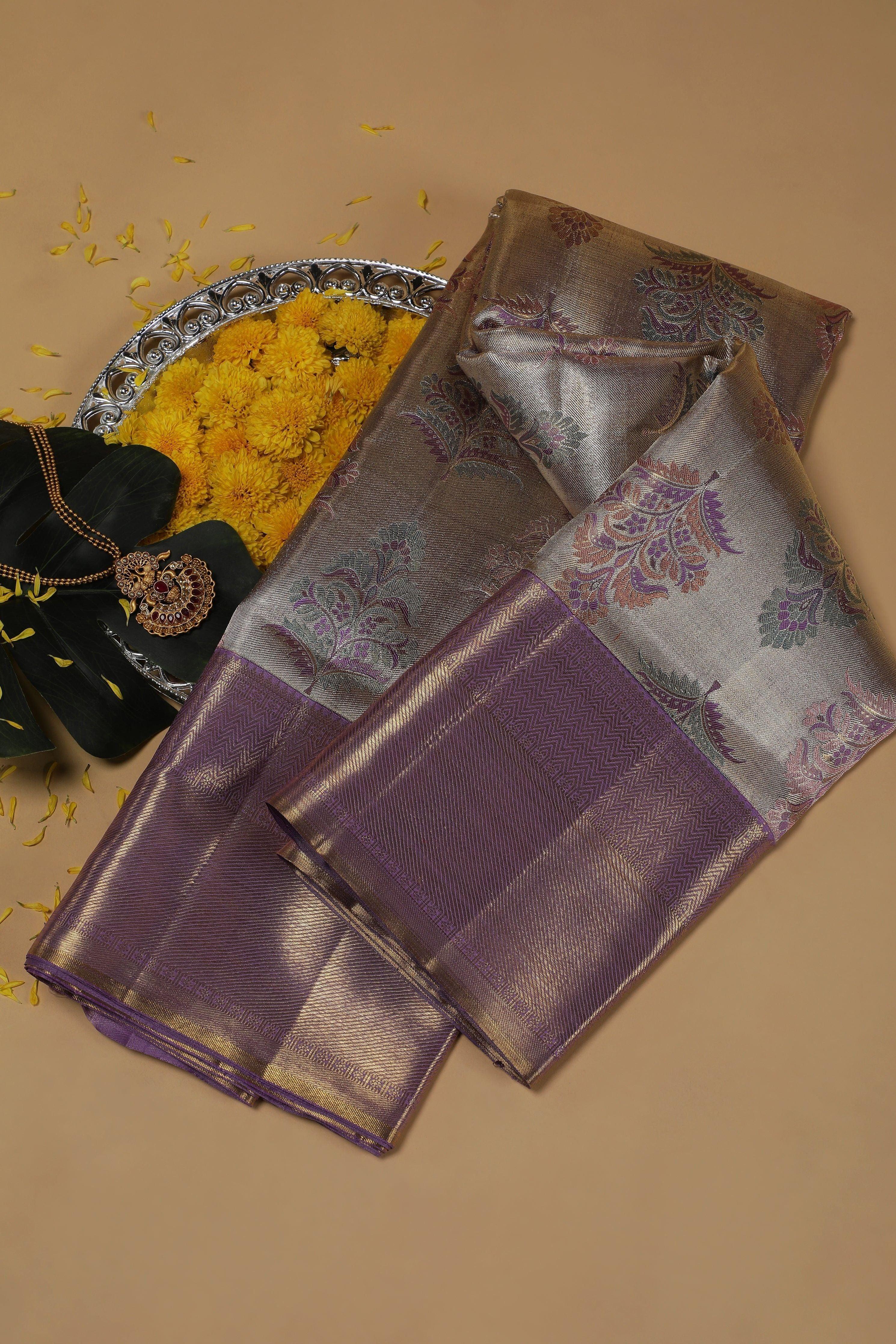 Matte Gold Kanchipuram Silk Saree  Mokshaa
