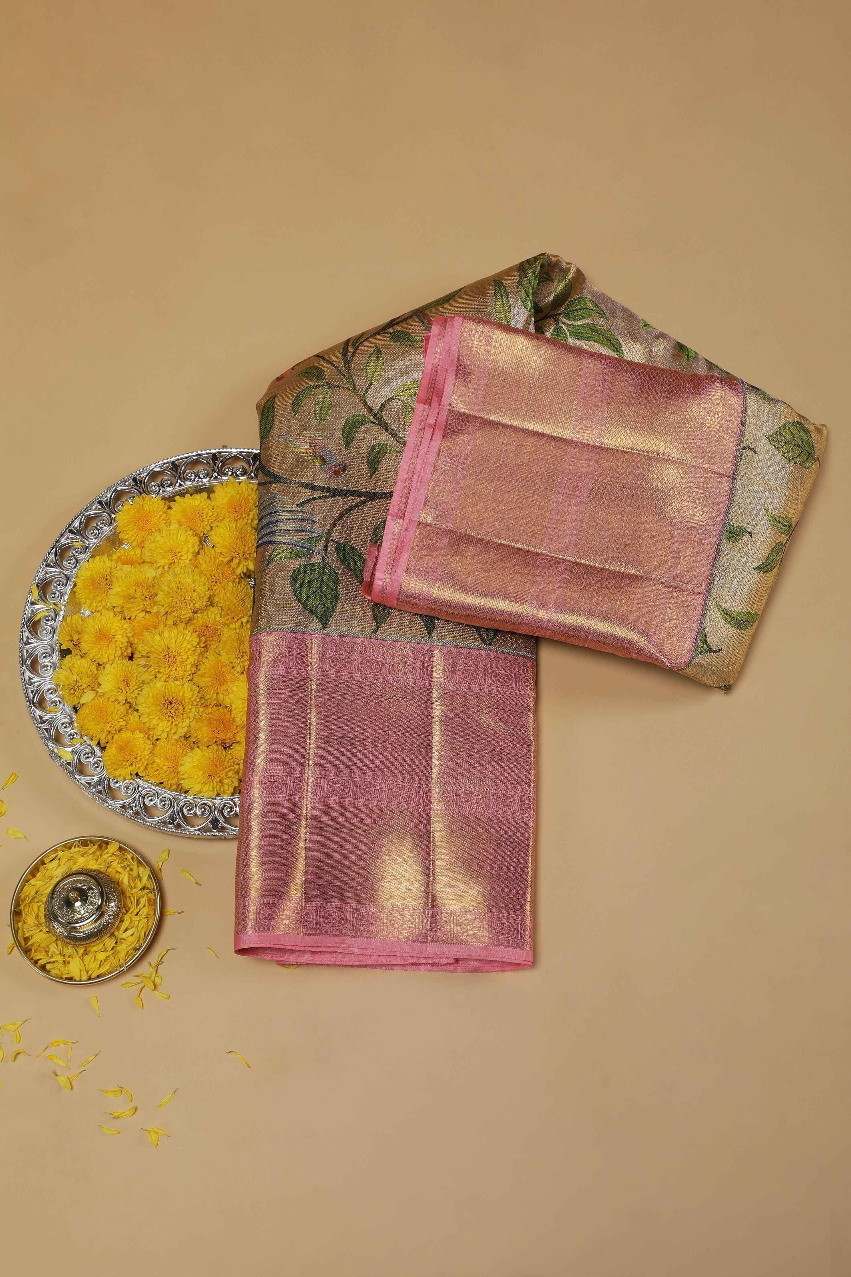 Gold Kanchipuram Silk Saree  Mokshaa