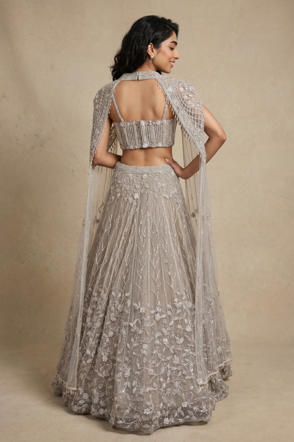 Champagne Net Lehenga