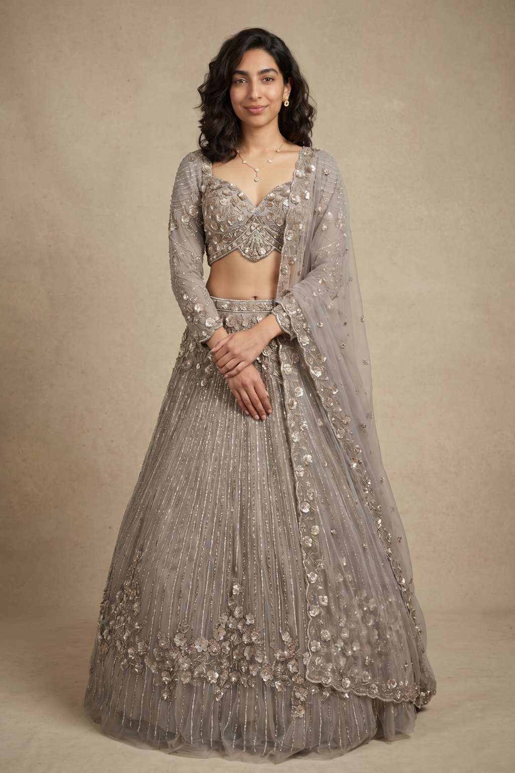 champion Net Lehenga with Sequins & Stone Embroidery
