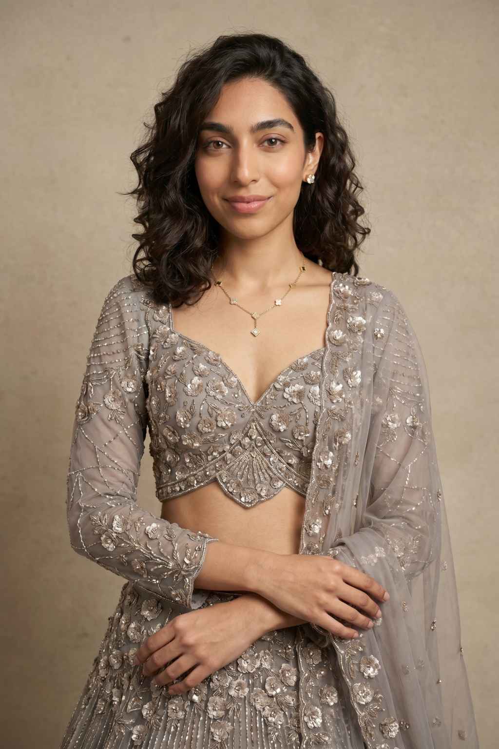 champion Net Lehenga with Sequins & Stone Embroidery