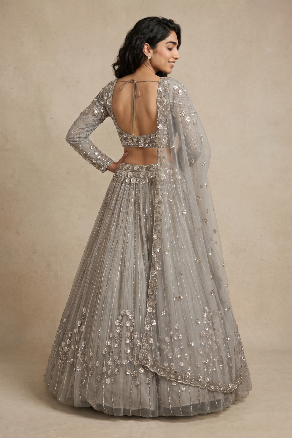 champion Net Lehenga with Sequins & Stone Embroidery