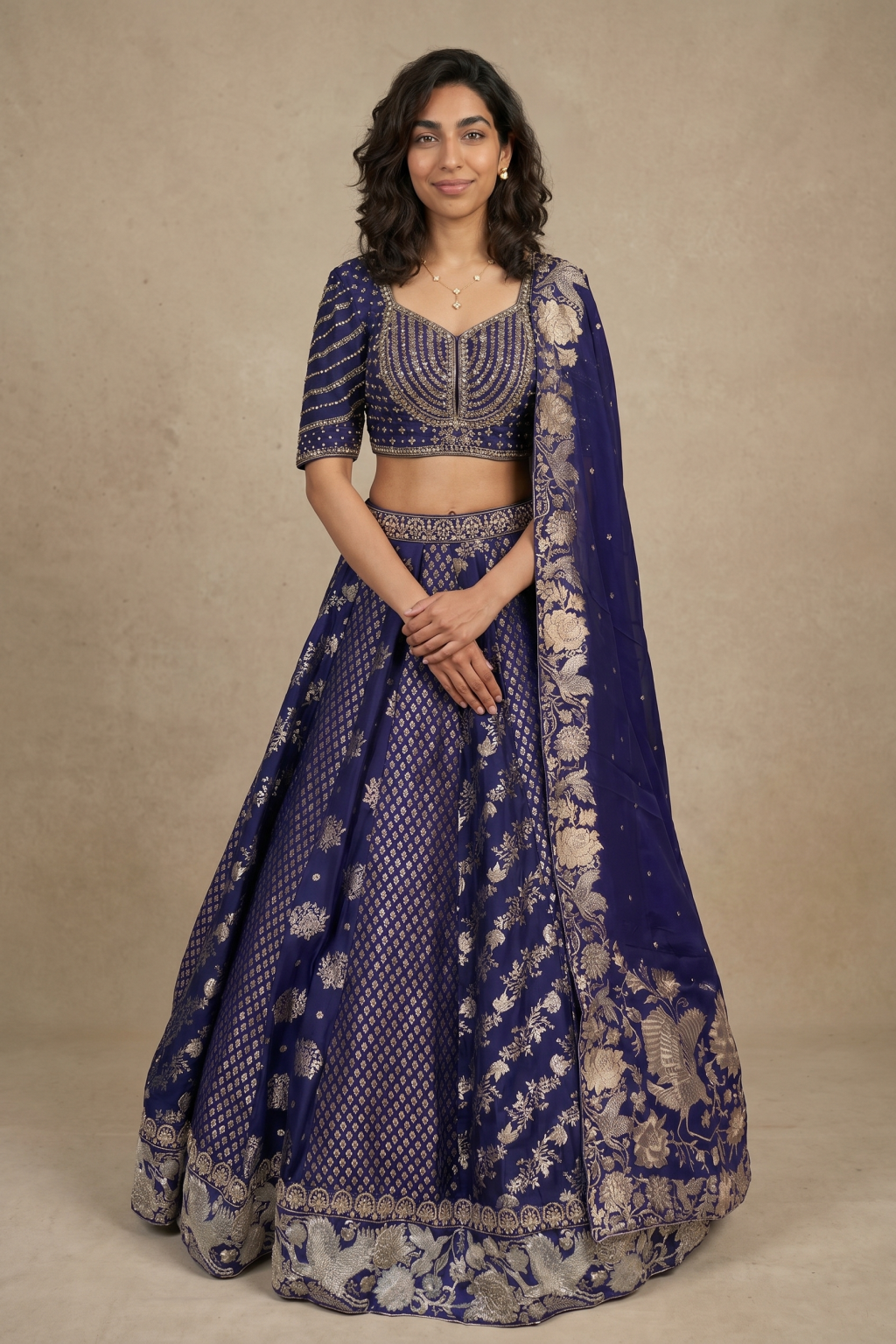 Purple Banaras Raw Silk Lehenga