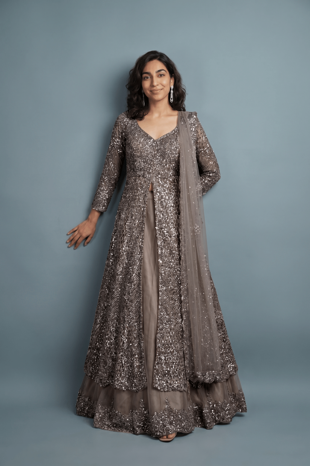 Copper Gold Indo-Western Set