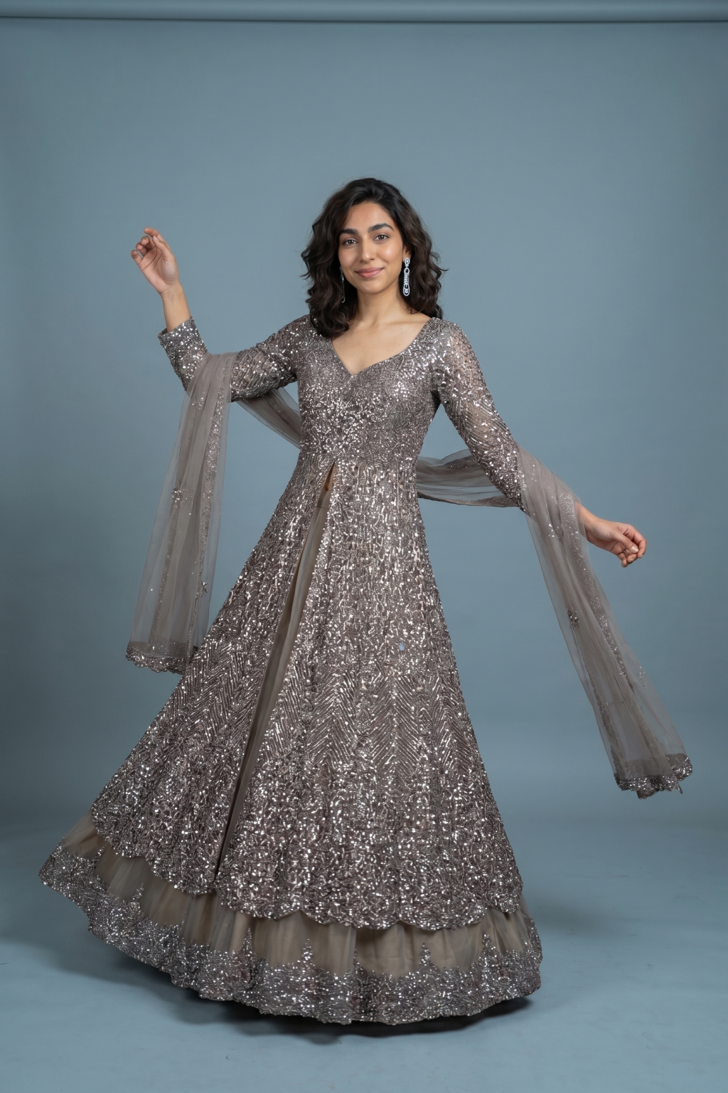 Copper Gold Indo-Western Set