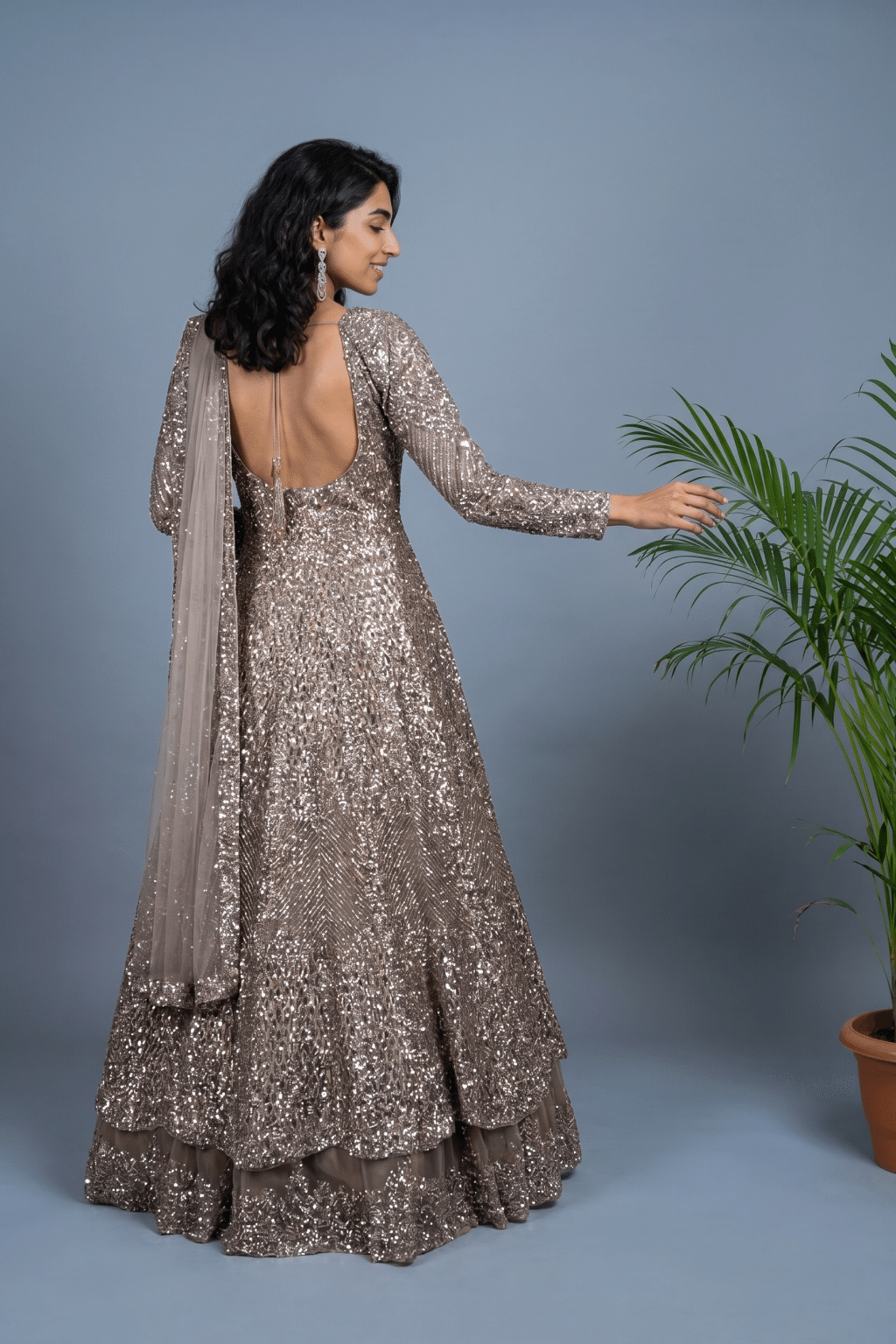 Copper Gold Indo-Western Set