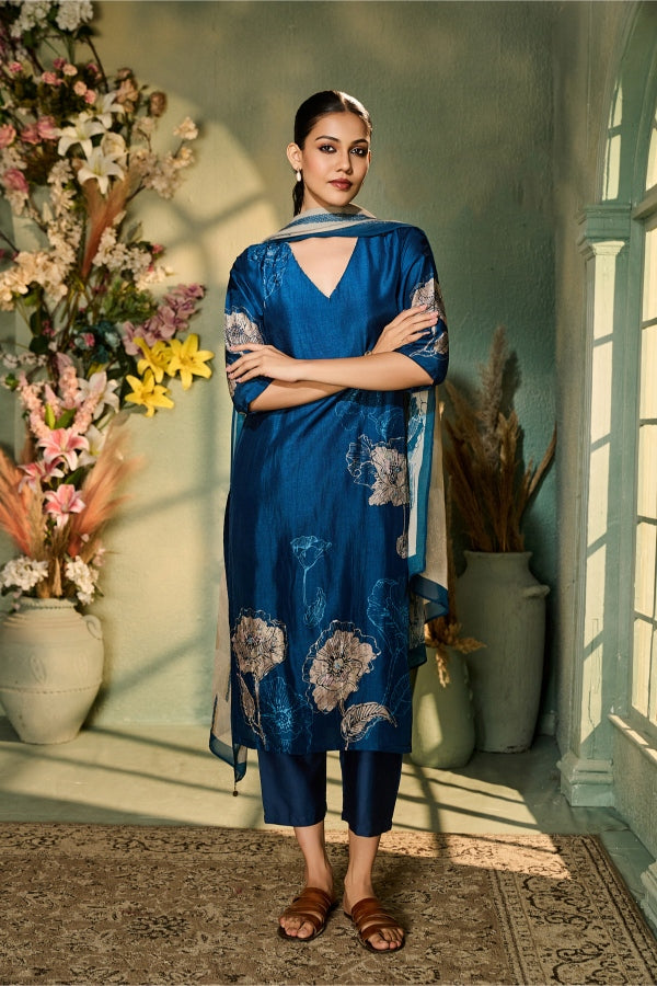 Midnight Blue Silk Salwar Set