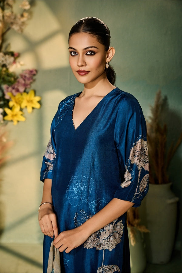 Midnight Blue Silk Salwar Set