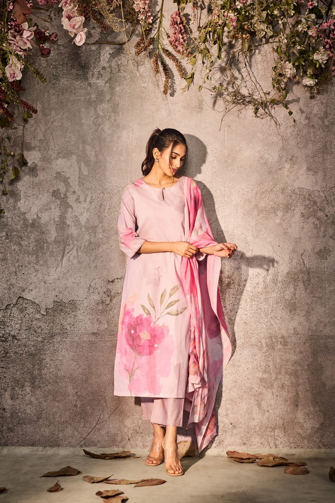Blush Pink Silk Salwar Set