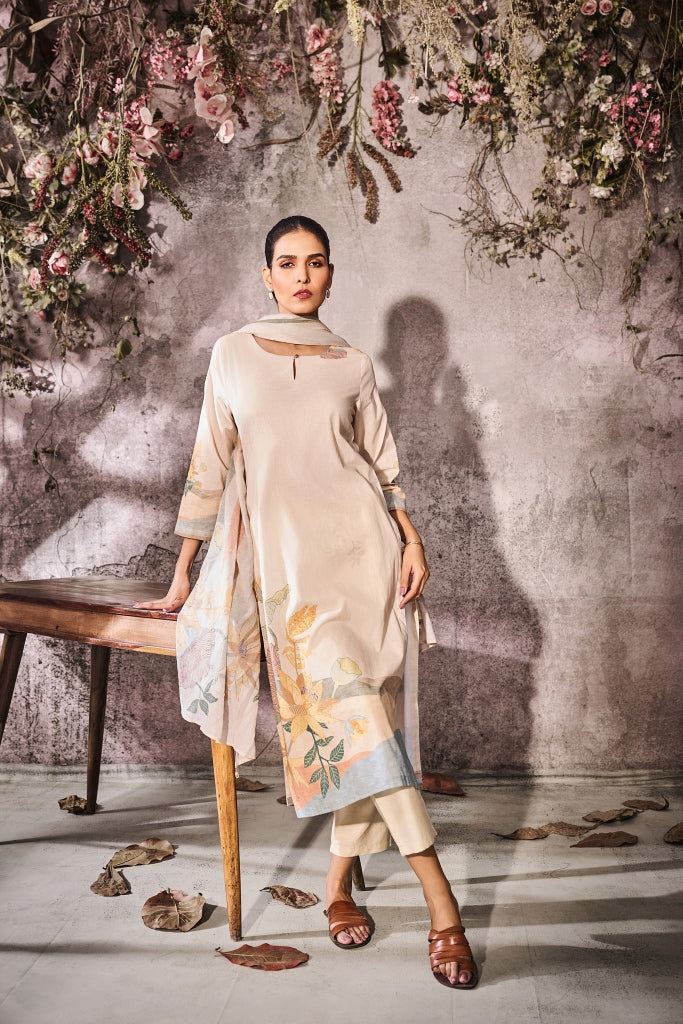 Beige Silk Salwar Set