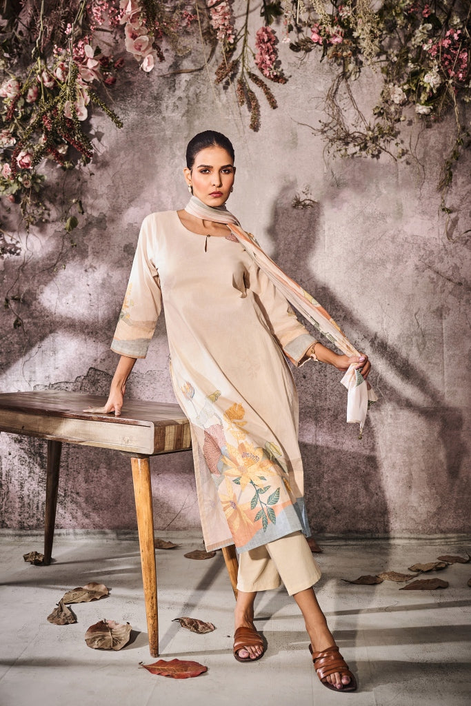 Beige Silk Salwar Set