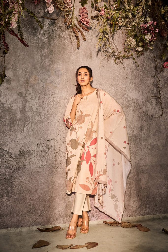 Elegant Beige Silk Salwar Set