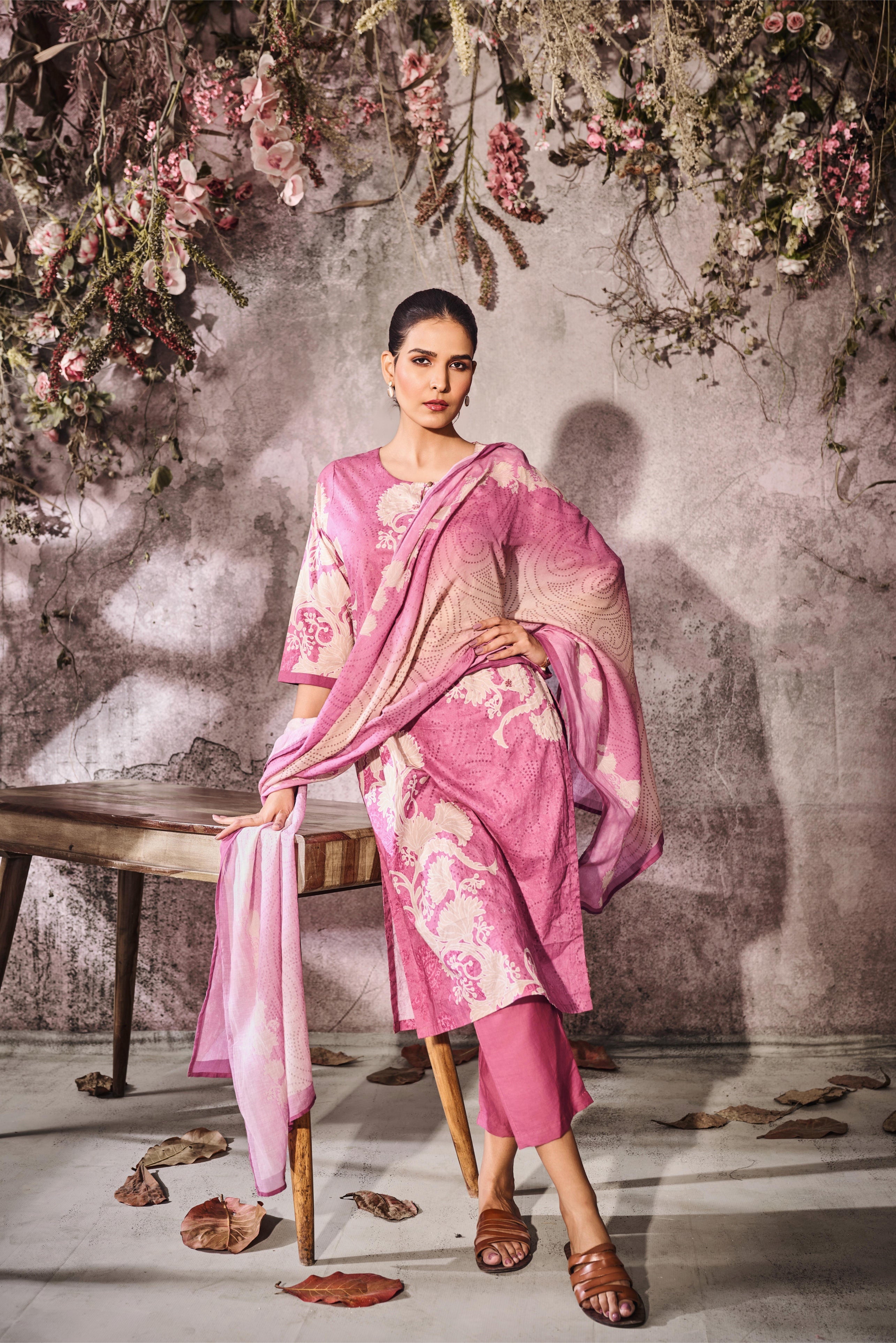 Rose Pink Silk Salwar Set