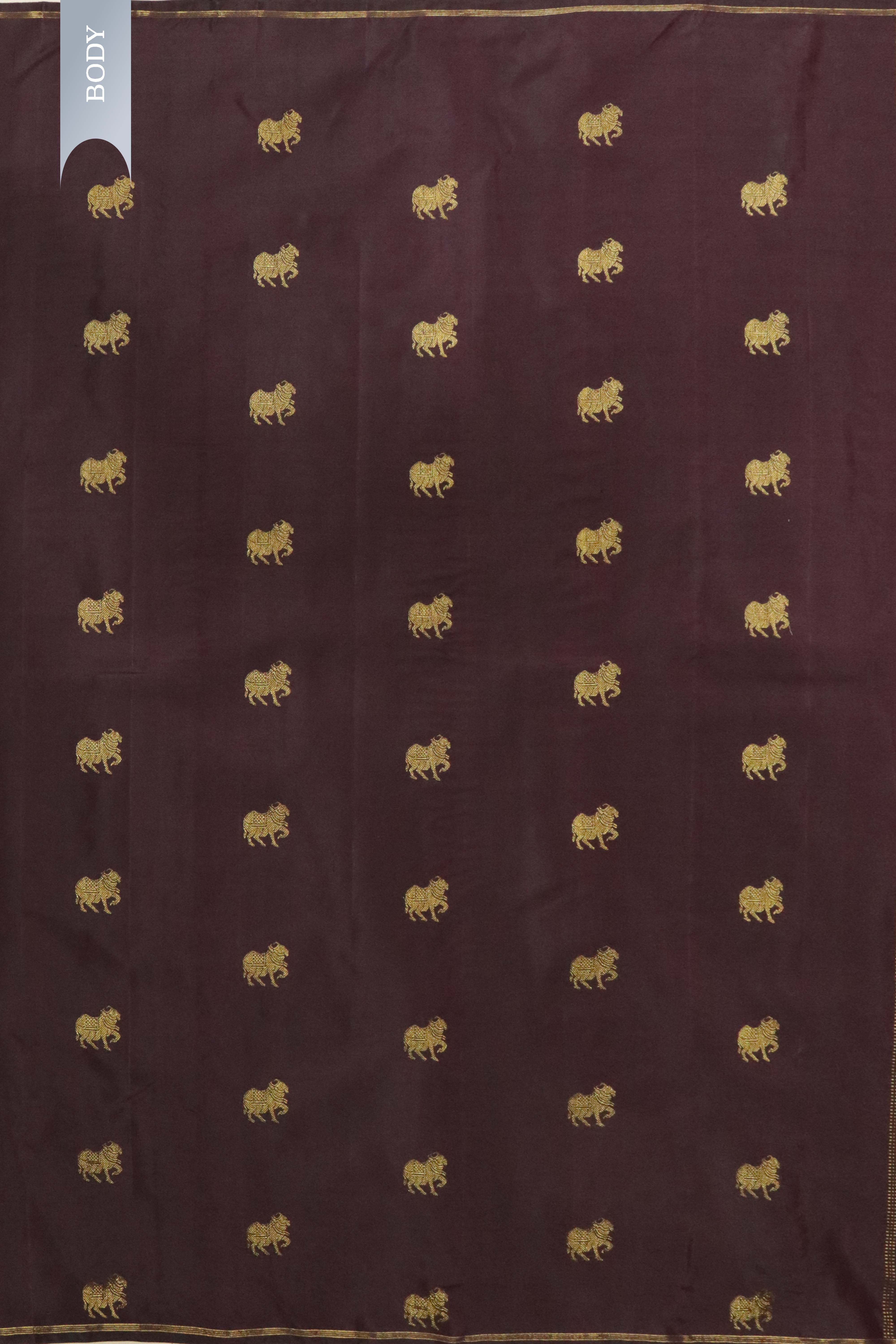 Dark Brown Kanchipuram Silk Saree with Zari Figure Motifs