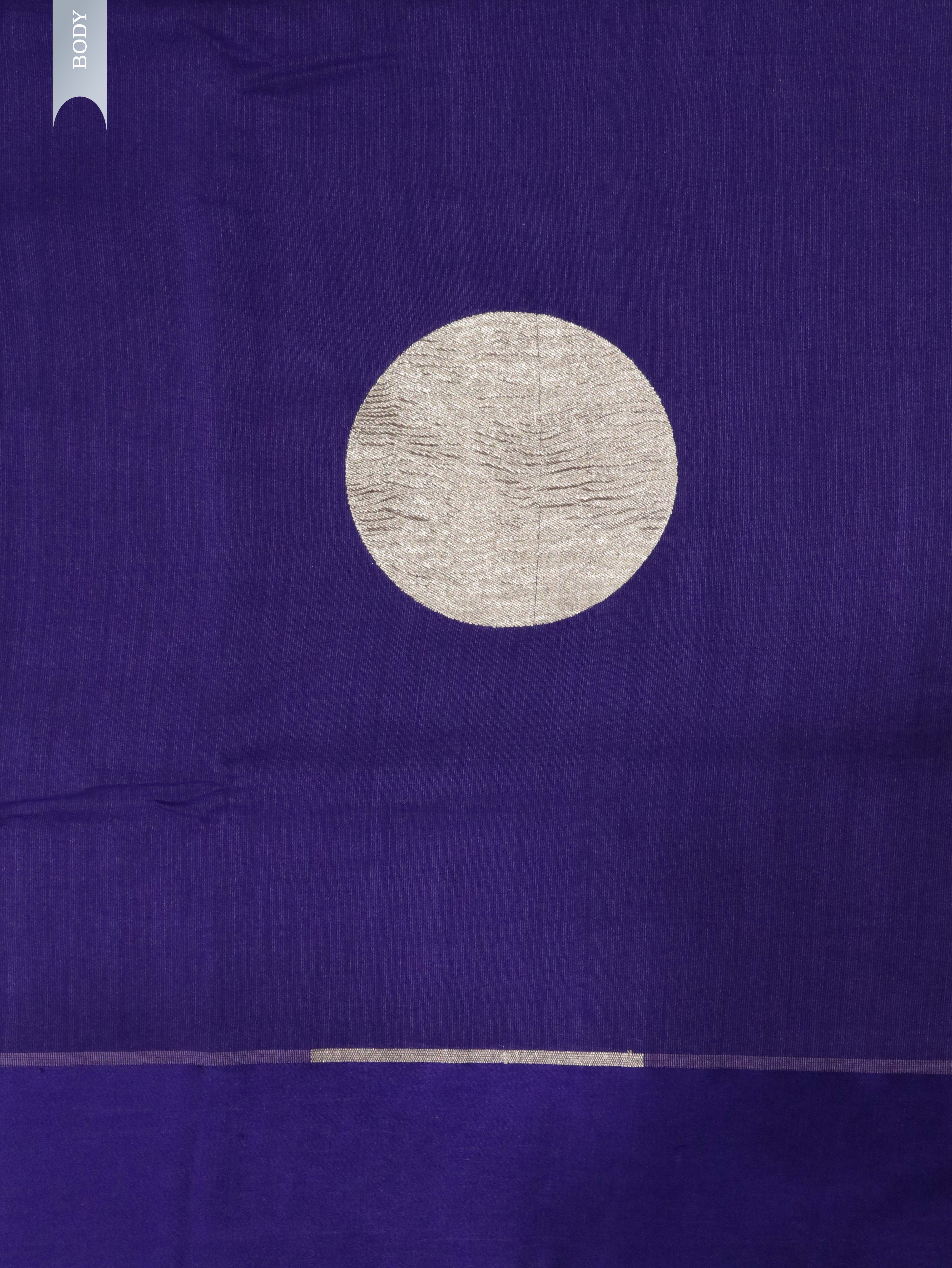 Purple Handloom Silk Saree with Silver Zari Circular Motifs