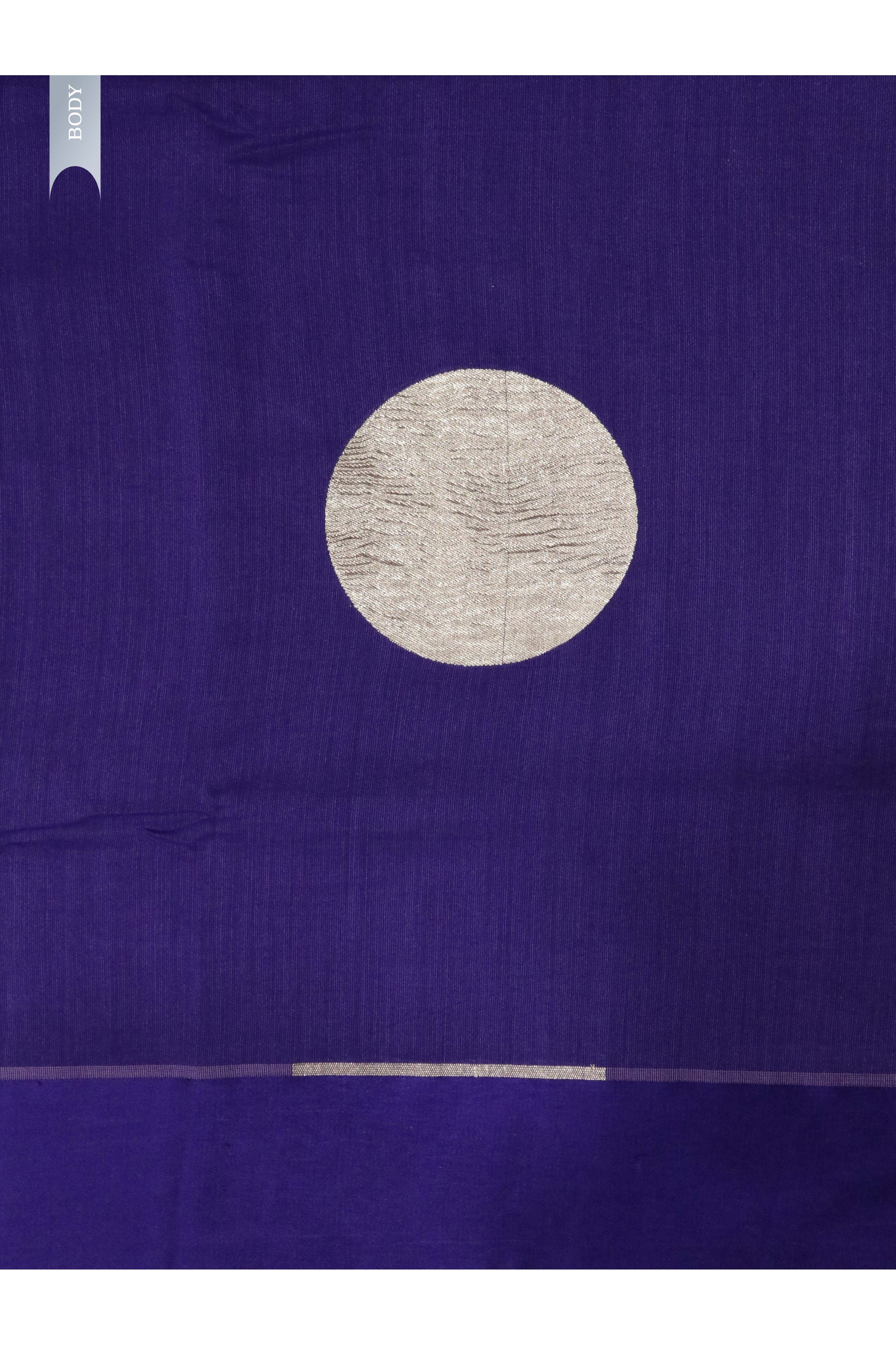 Purple Handloom Silk Saree with Silver Zari Circular Motifs - Mokshaa