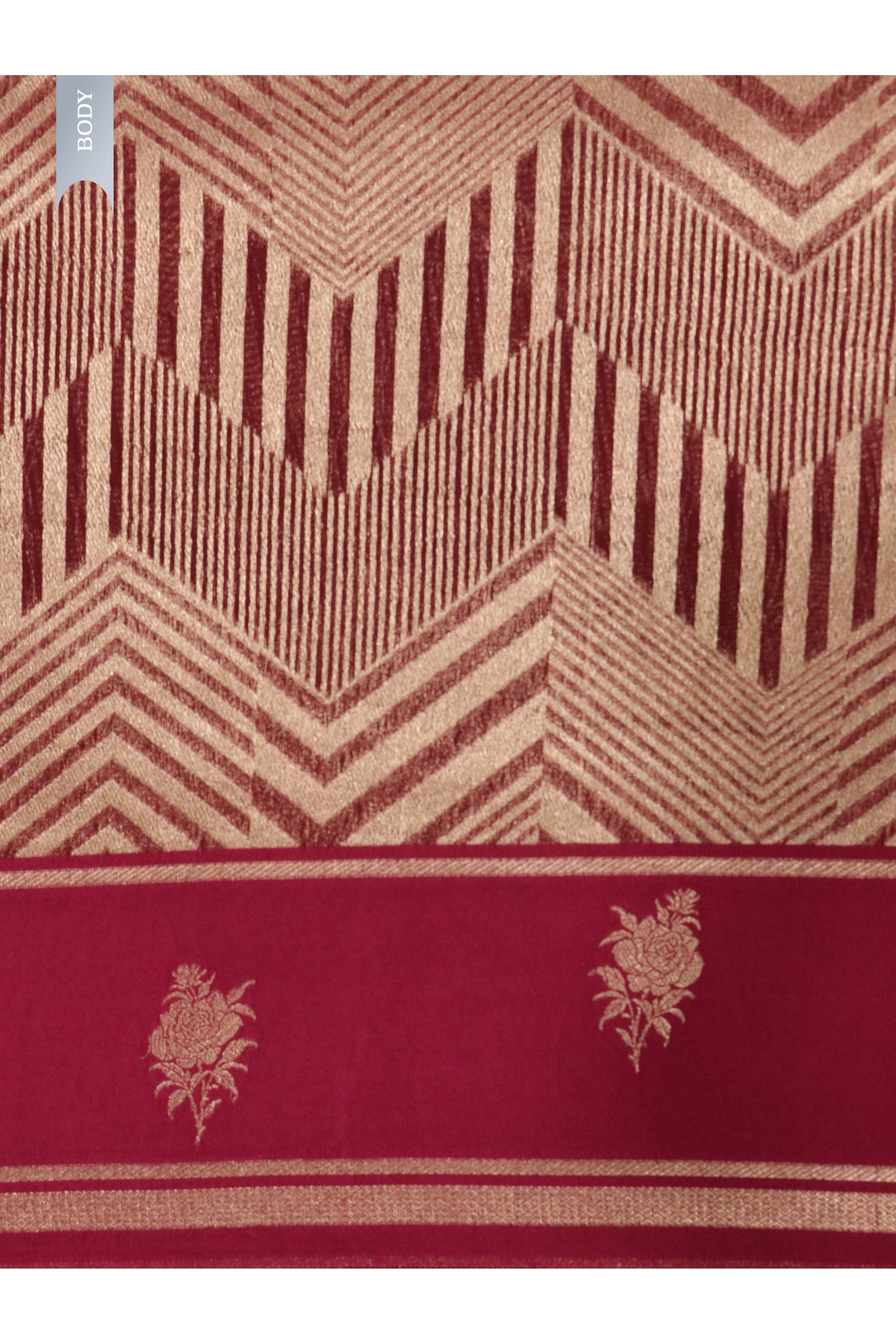Magenta Pink Banarasi Tissue Silk Saree with Zari Weaving - Mokshaa