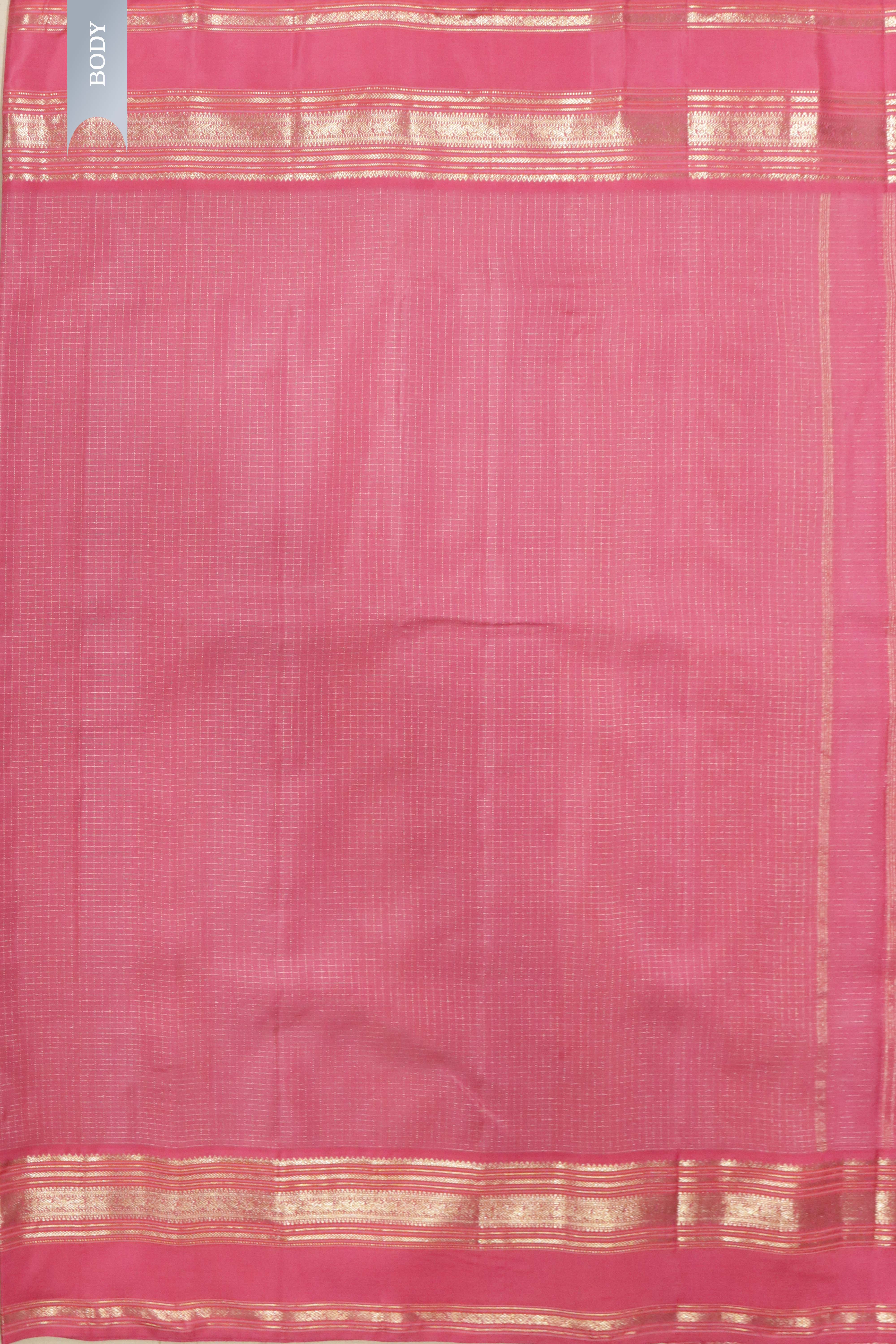 Light Pink Kanchipuram Silk Saree with Zari Checks & Zari Weaving Border